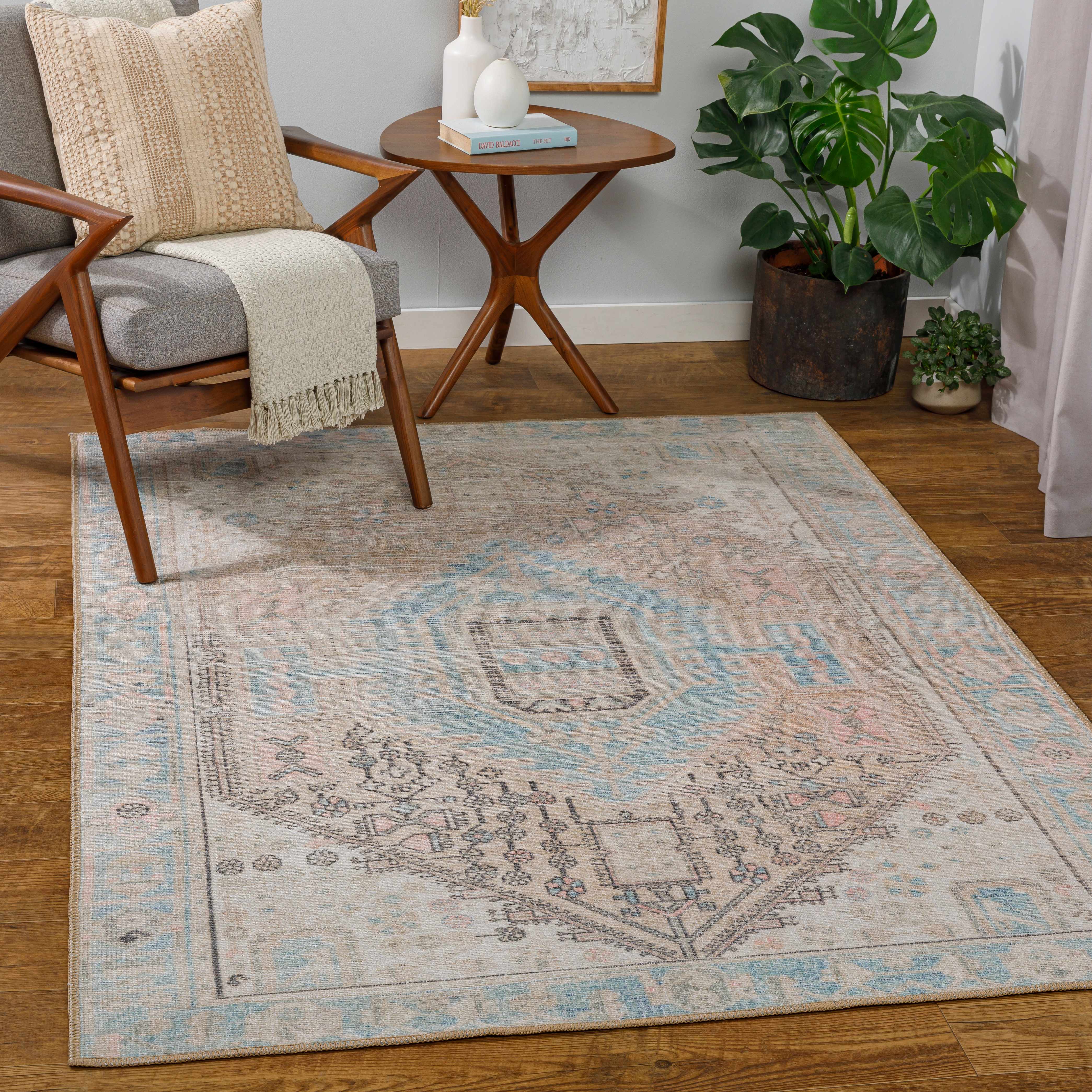 Hauteloom Baloy Vintage Area Rug - Light Olive: Add a Touch of Boho Elegance to Your Space