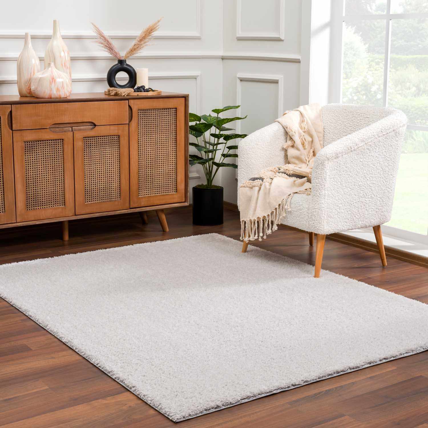Indulge in Luxury with Hauteloom Heavenly Solid Light Gray Plush Rug