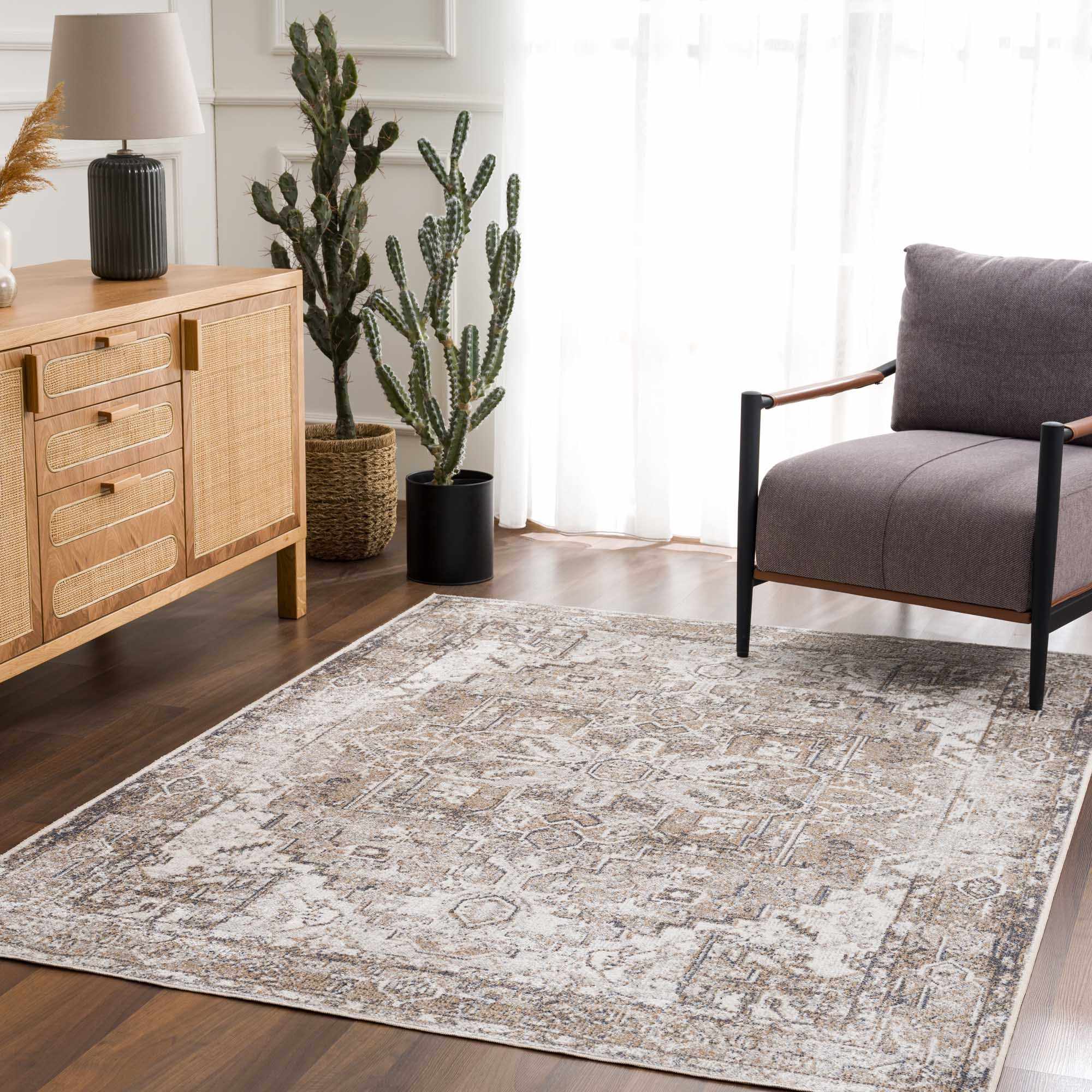 Hauteloom Hera Brown & Cream Luxury Washable Area Rug