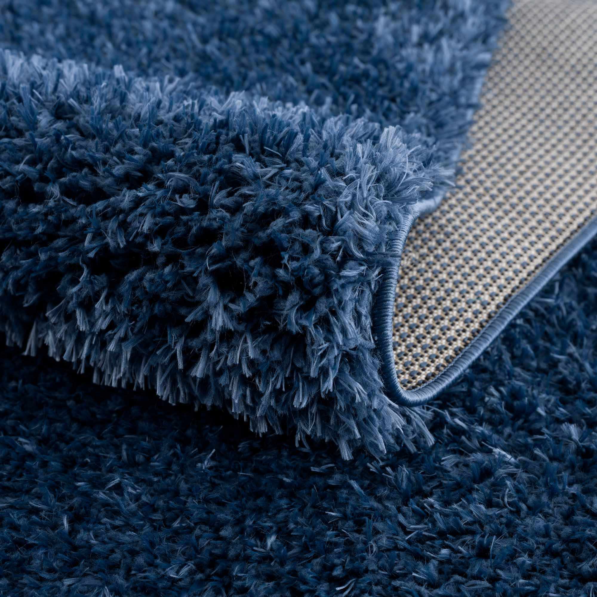 Luxurious Hauteloom Faina Dark Blue Shag Rug - Effortlessly Washable