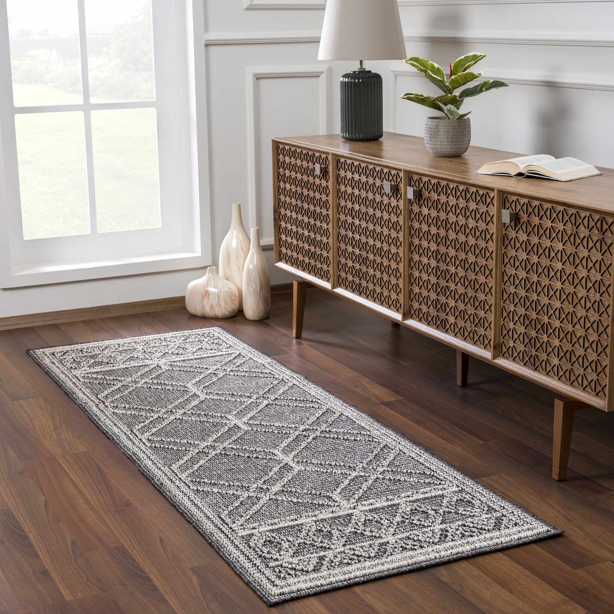 Elegant Hauteloom Diah Black & Bone Area Rug