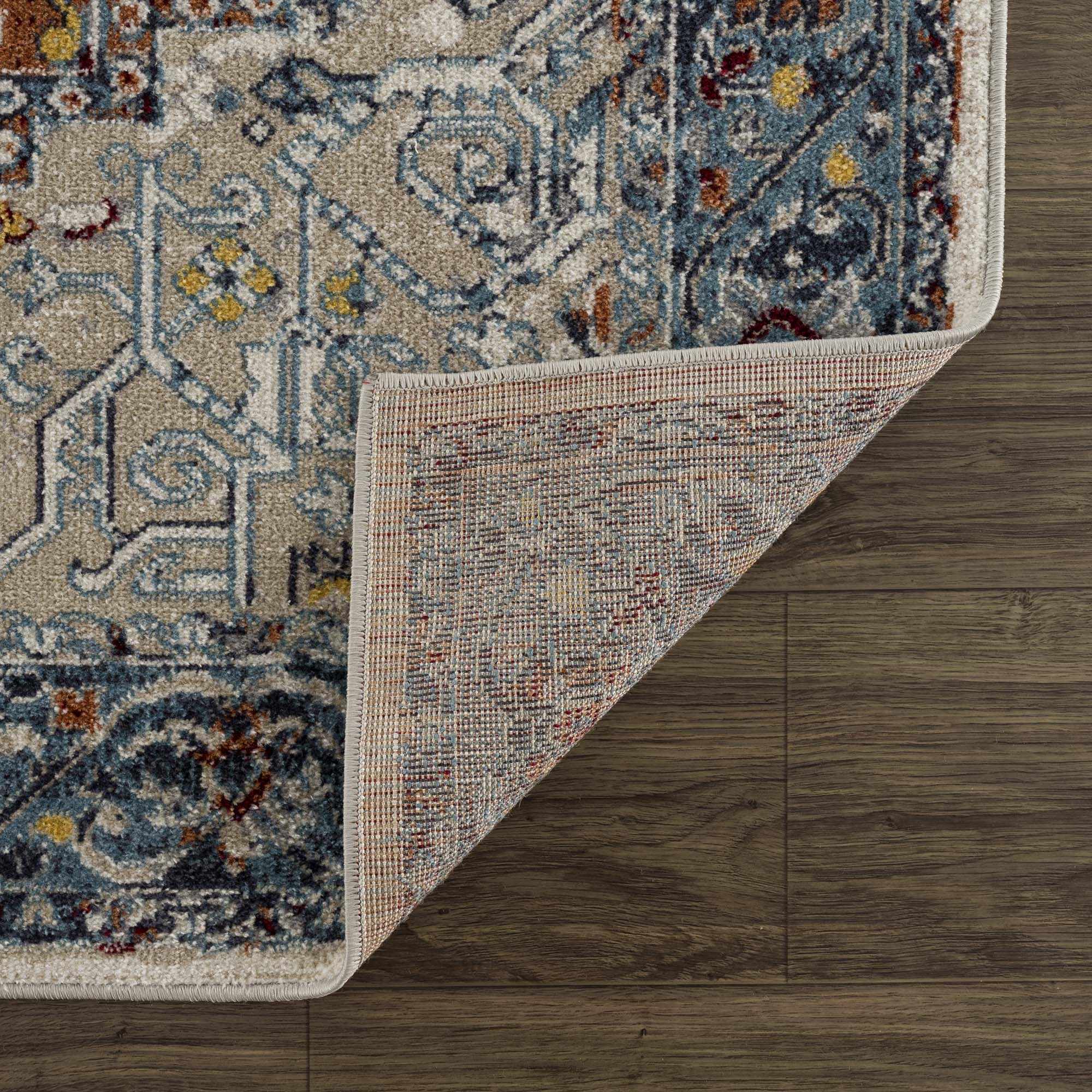 Hauteloom Uson Collection Blue & Rust Washable Area Rug - Invite Style and Comfort Home