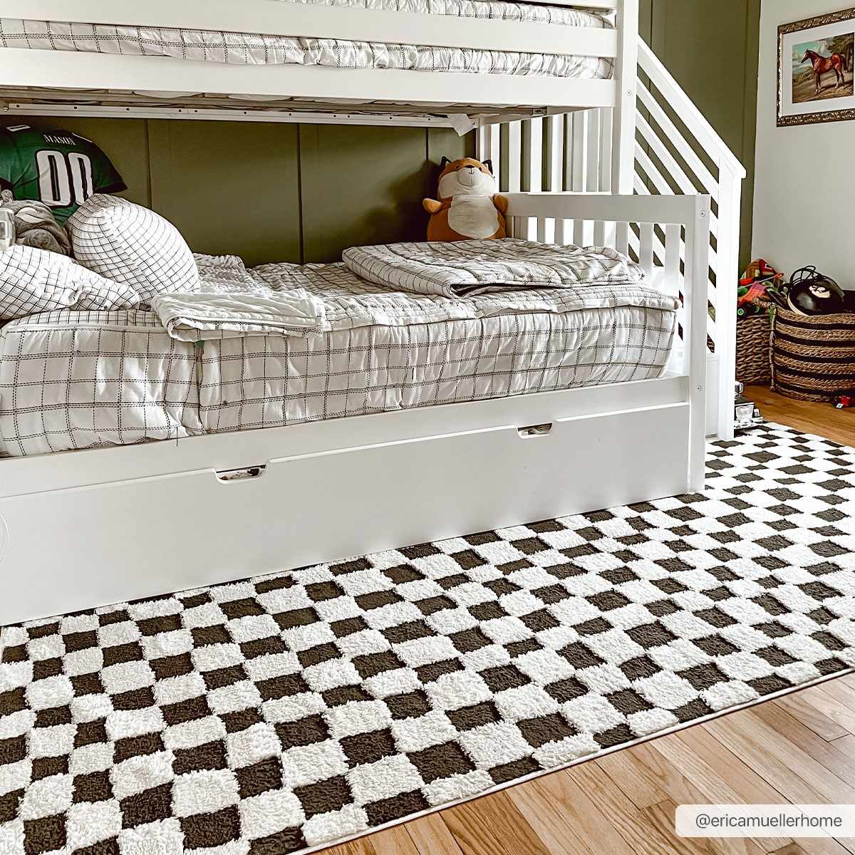 Hauteloom Lajos Black & White Checkered Luxury Area Rug