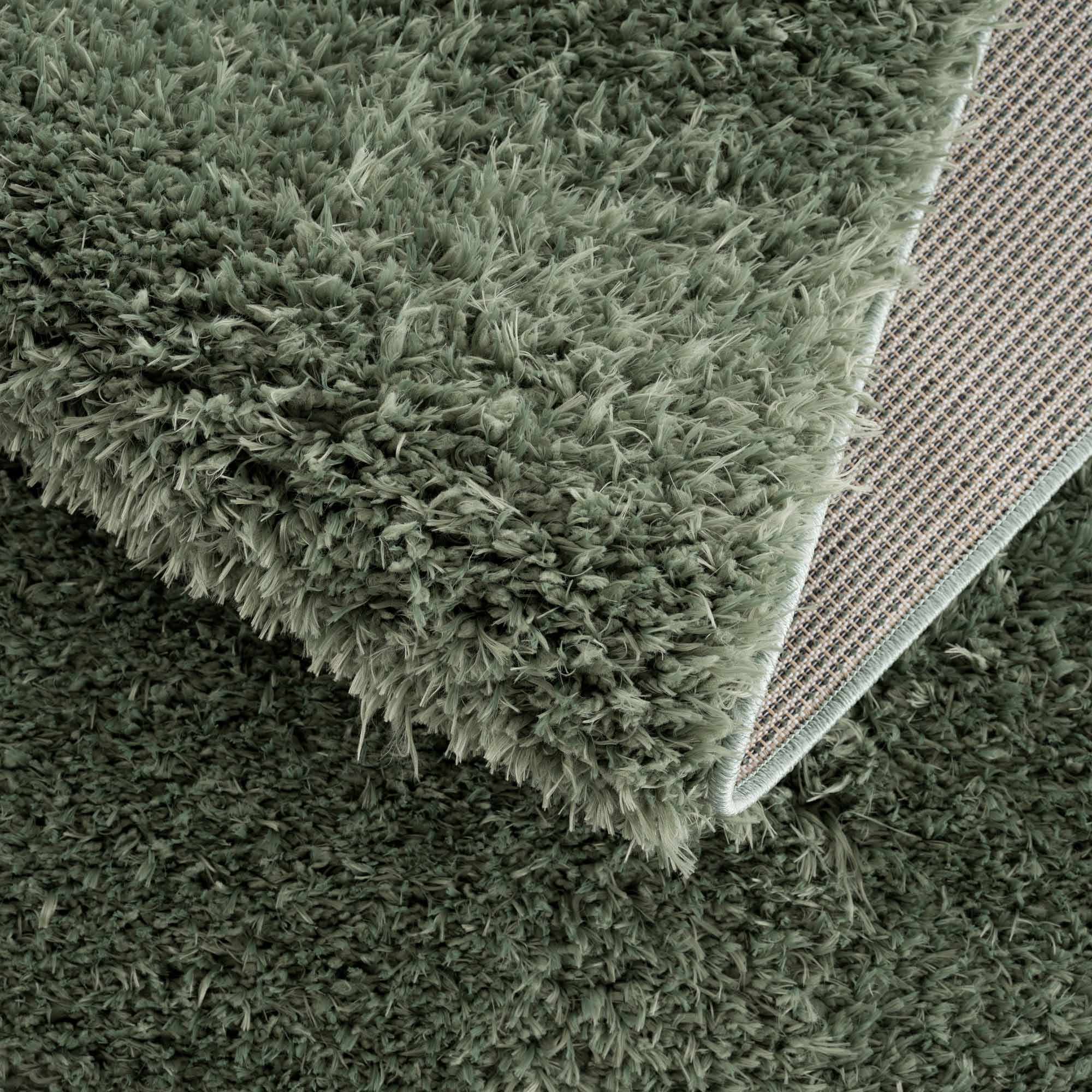 Hauteloom Faina Solid Green Ultra-Soft Washable Shag Rug