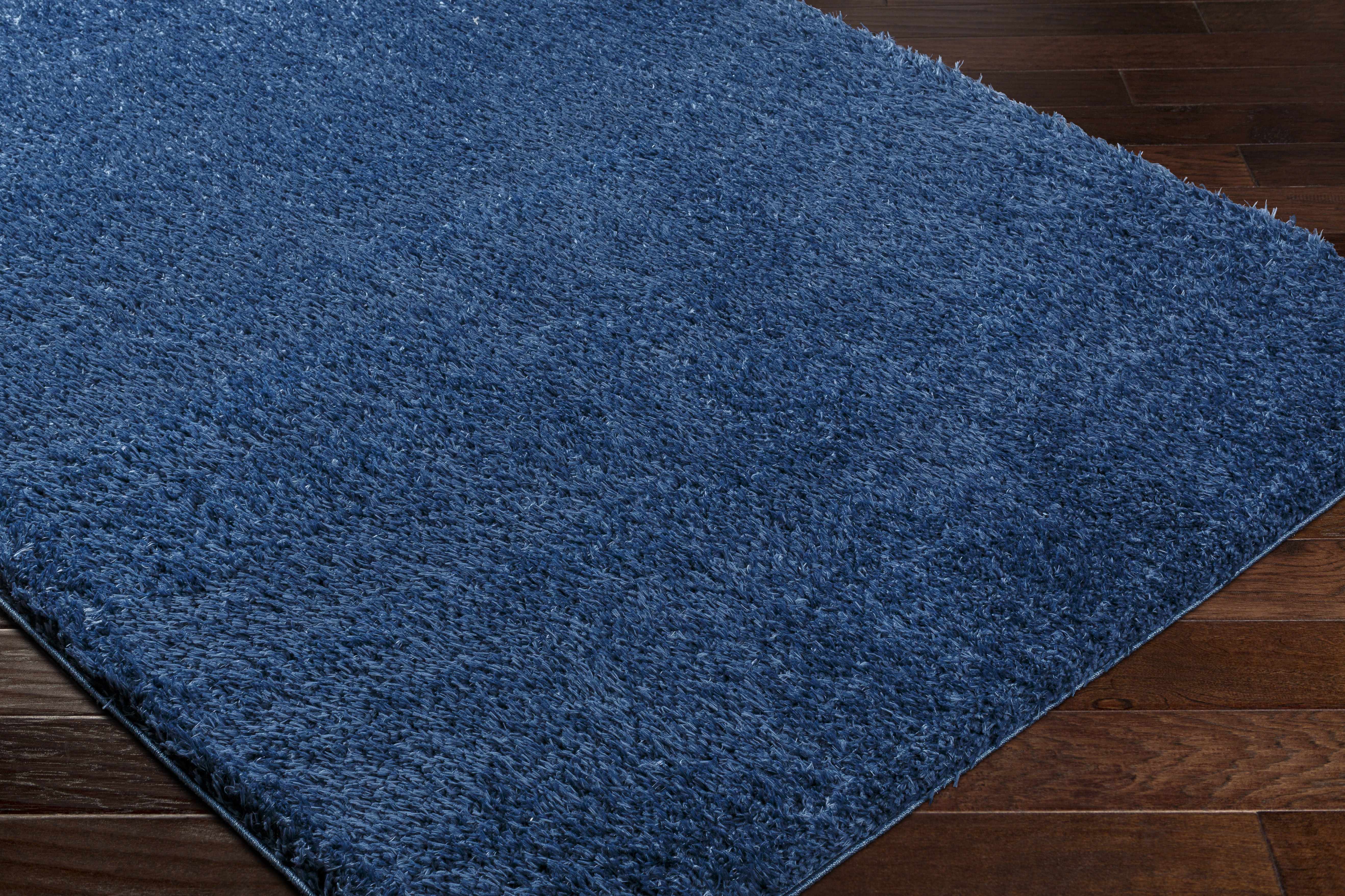Luxurious Hauteloom Faina Dark Blue Shag Rug - Effortlessly Washable