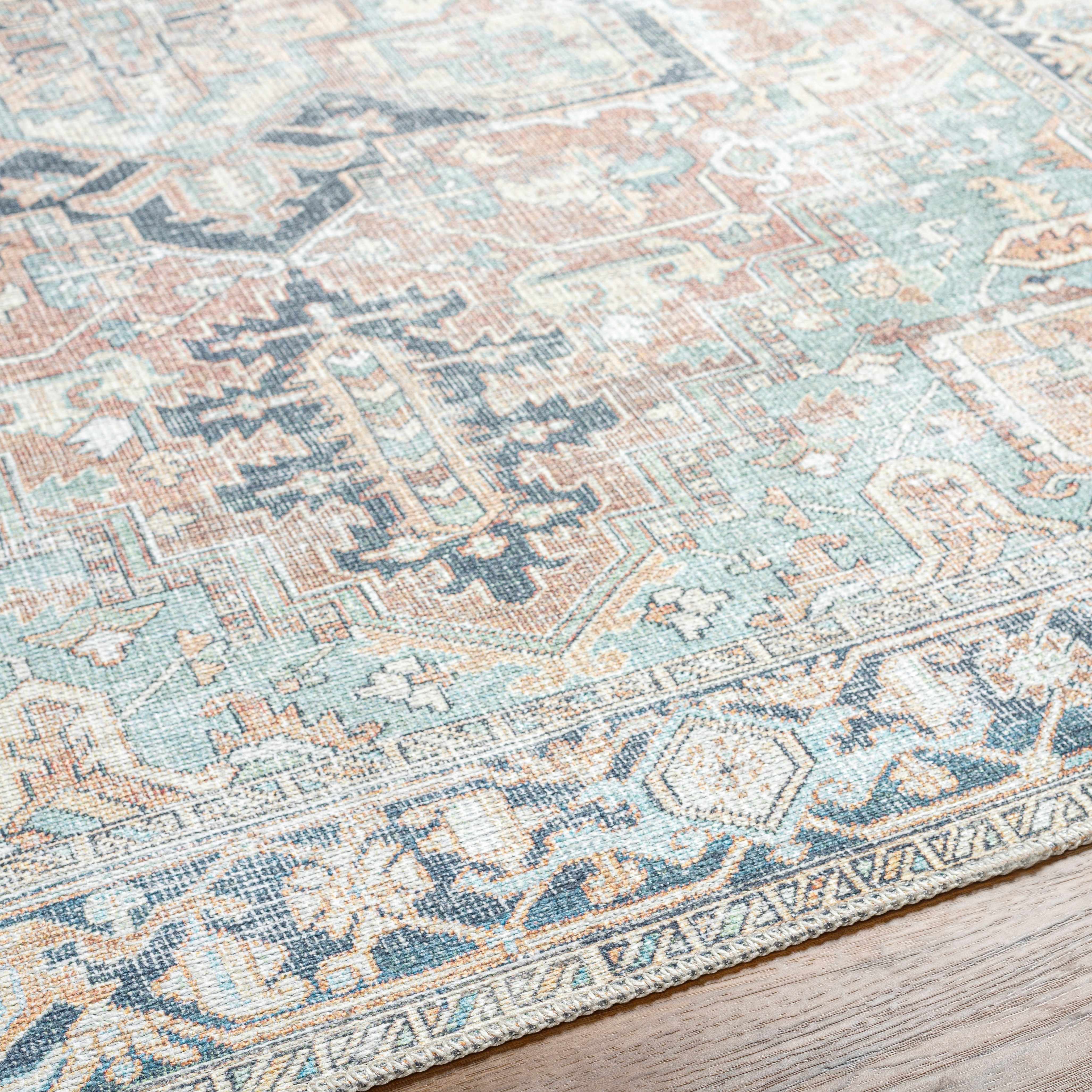 Hauteloom Green Nisa Vintage Washable Area Rug - A Timeless and Practical Addition to Your Space
