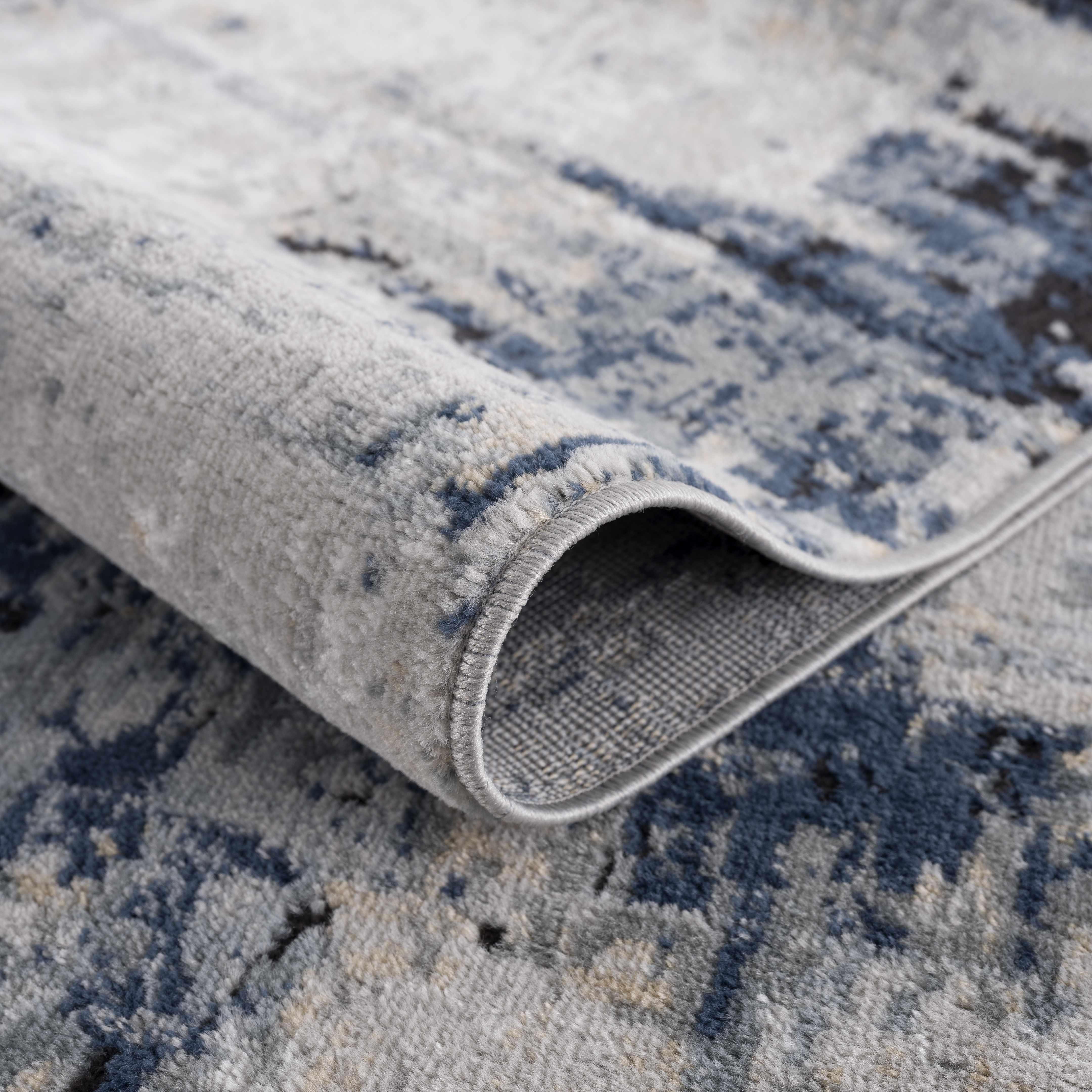 Exquisite Hauteloom Campsall Gray&Blue Abstract Area Rug