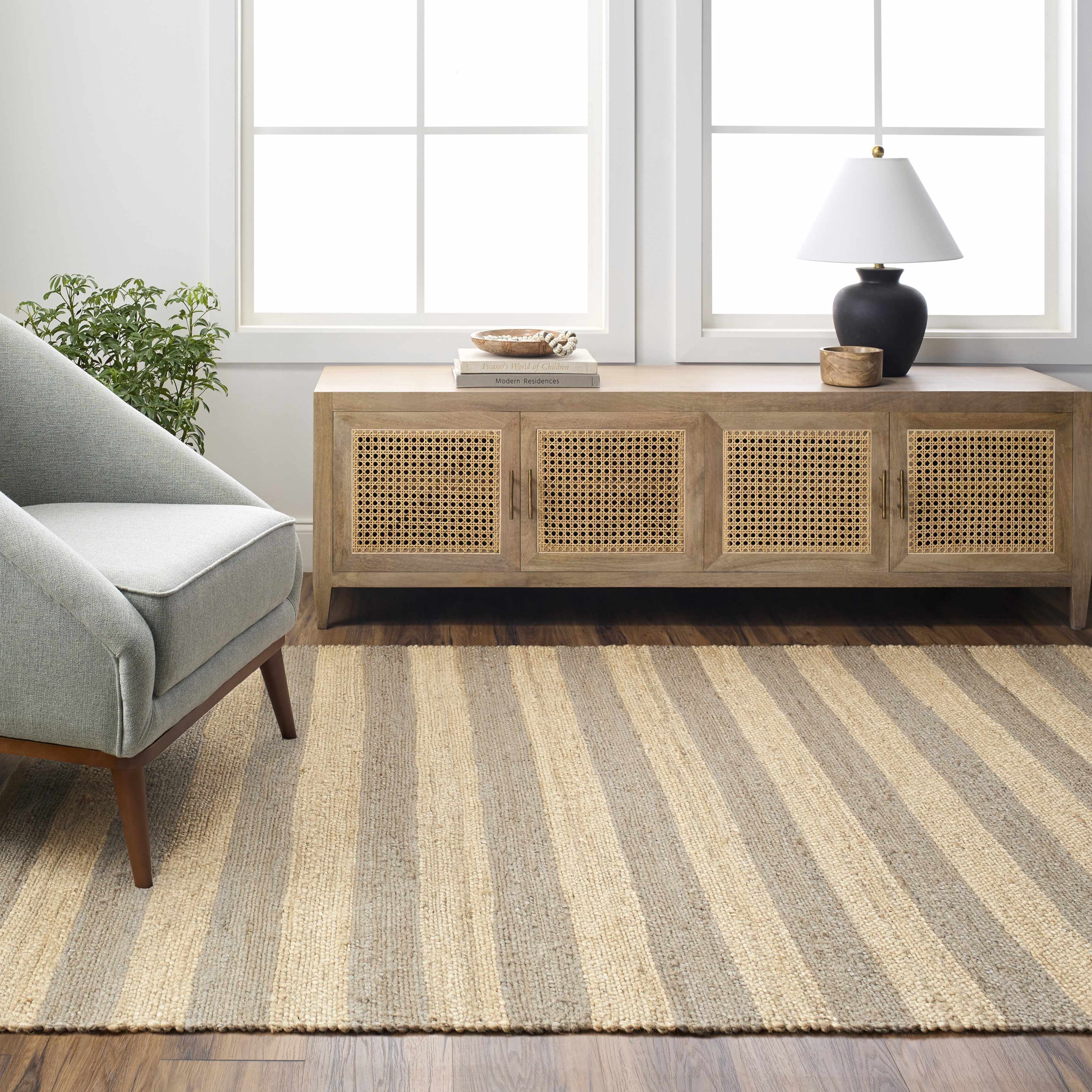 Exquisite Hauteloom Ilkay Block Stripe Jute Rug