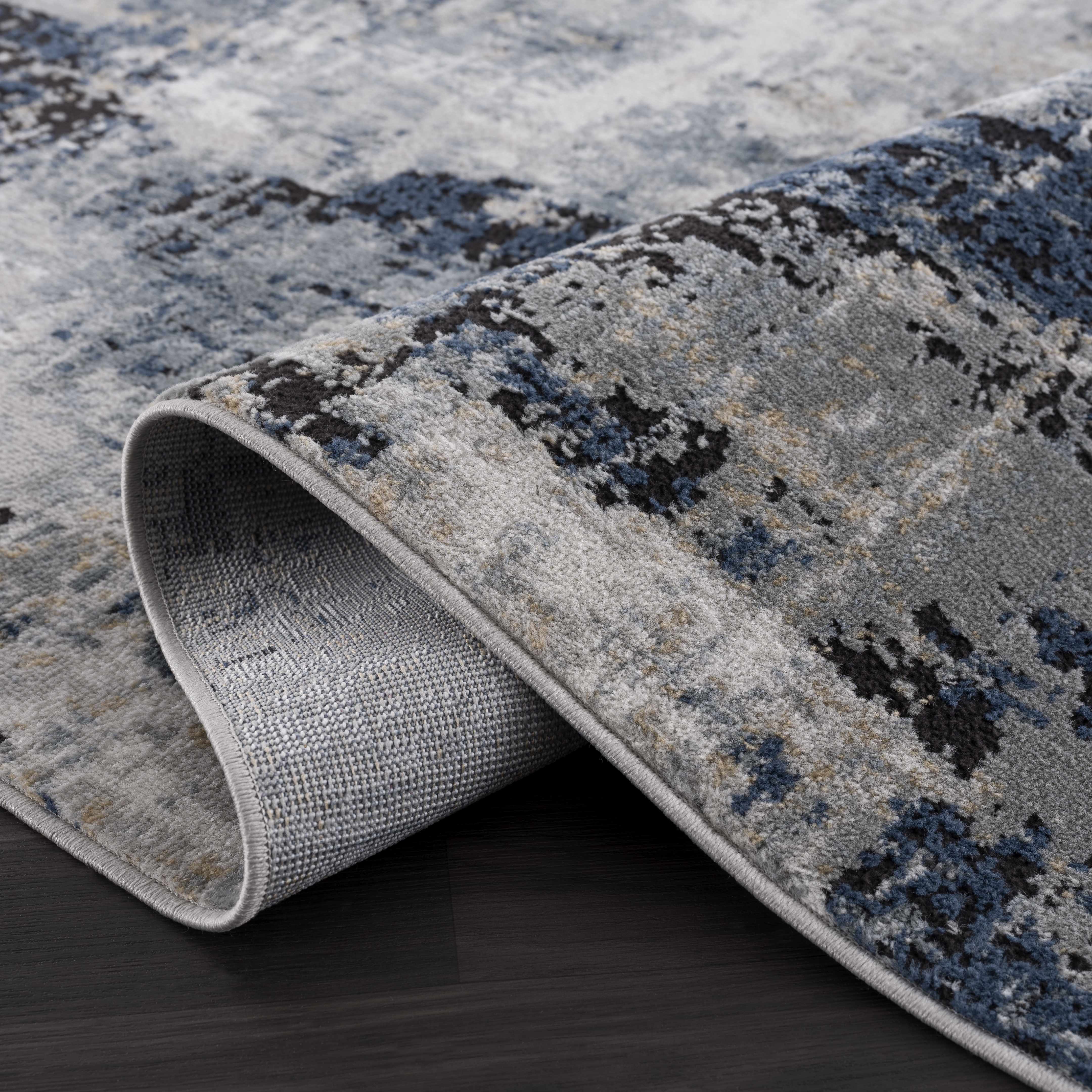 Exquisite Hauteloom Campsall Gray&Blue Abstract Area Rug