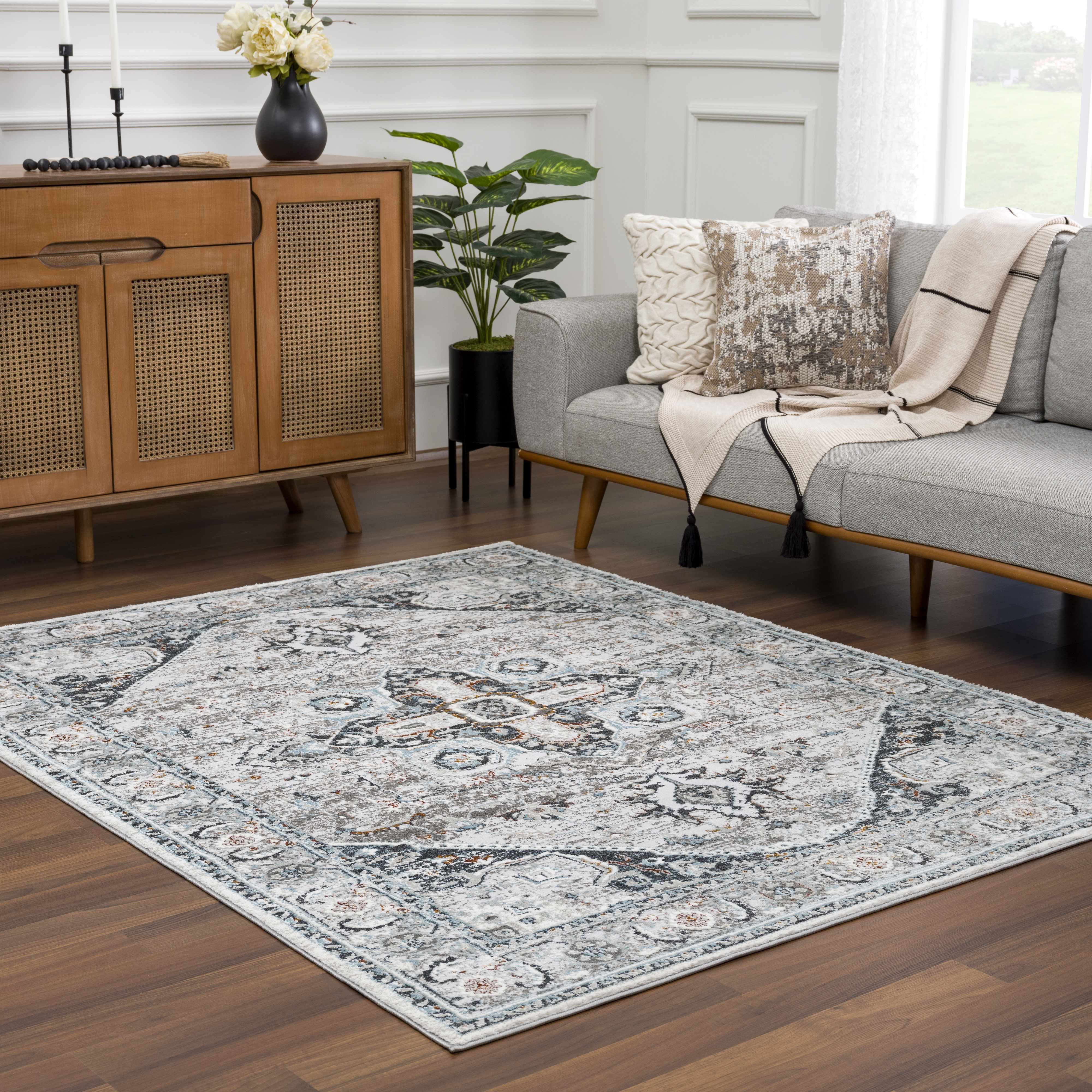 Hauteloom Liverpool Gray & Blue Elegant Area Rug