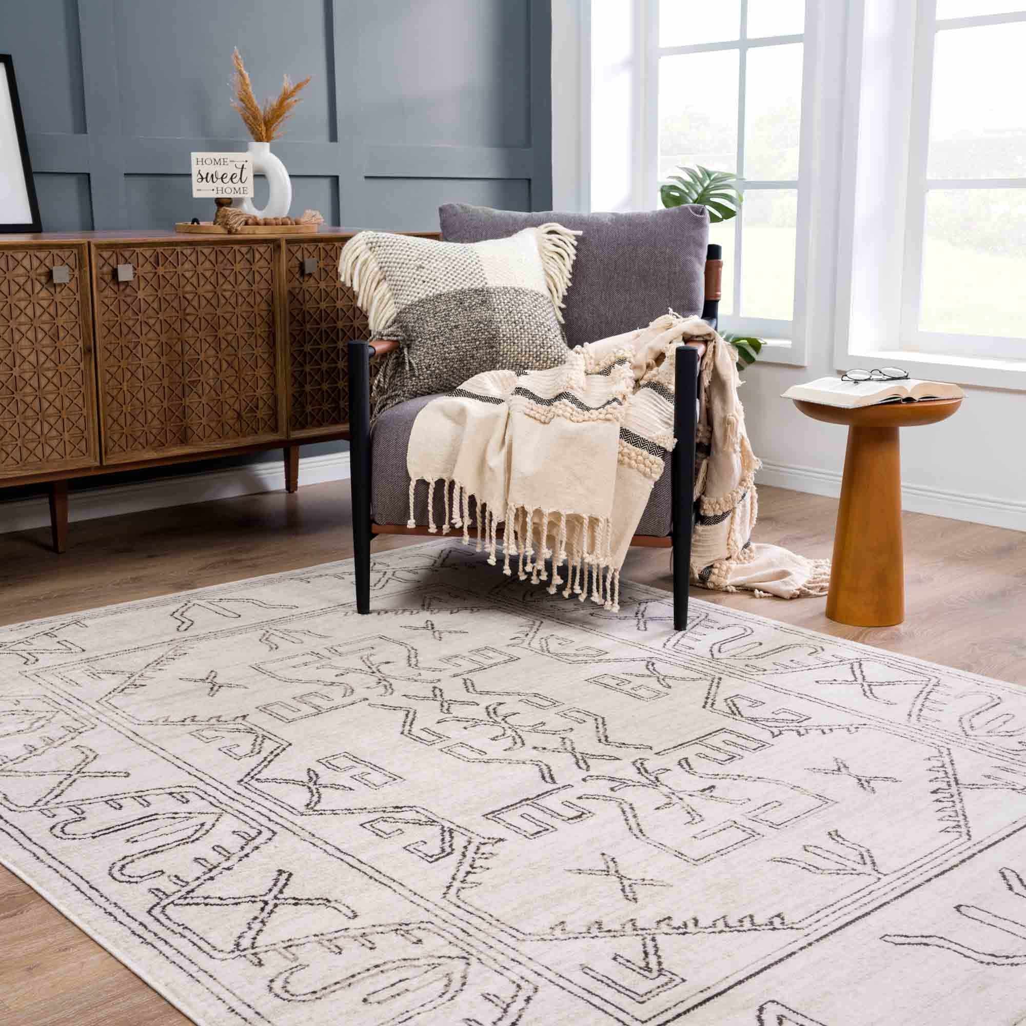 Hauteloom Divya Cream Tribal Rug - A Stunning Performance Piece