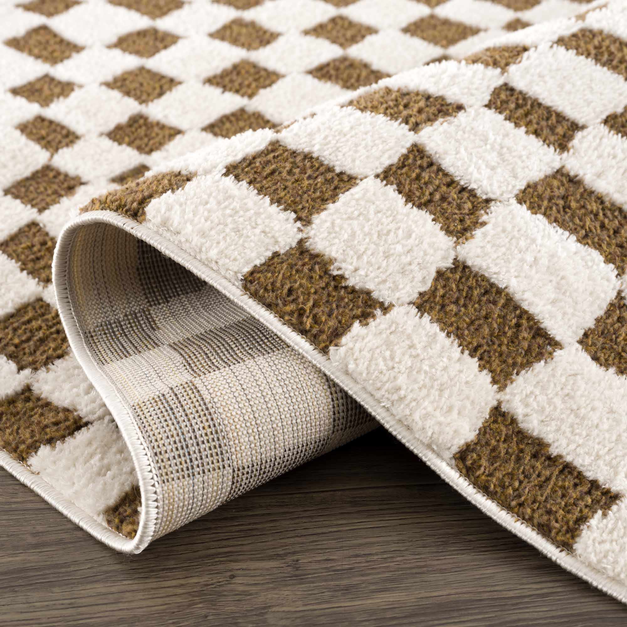 Exquisite Hauteloom Lajos Brown Checkered Area Rug