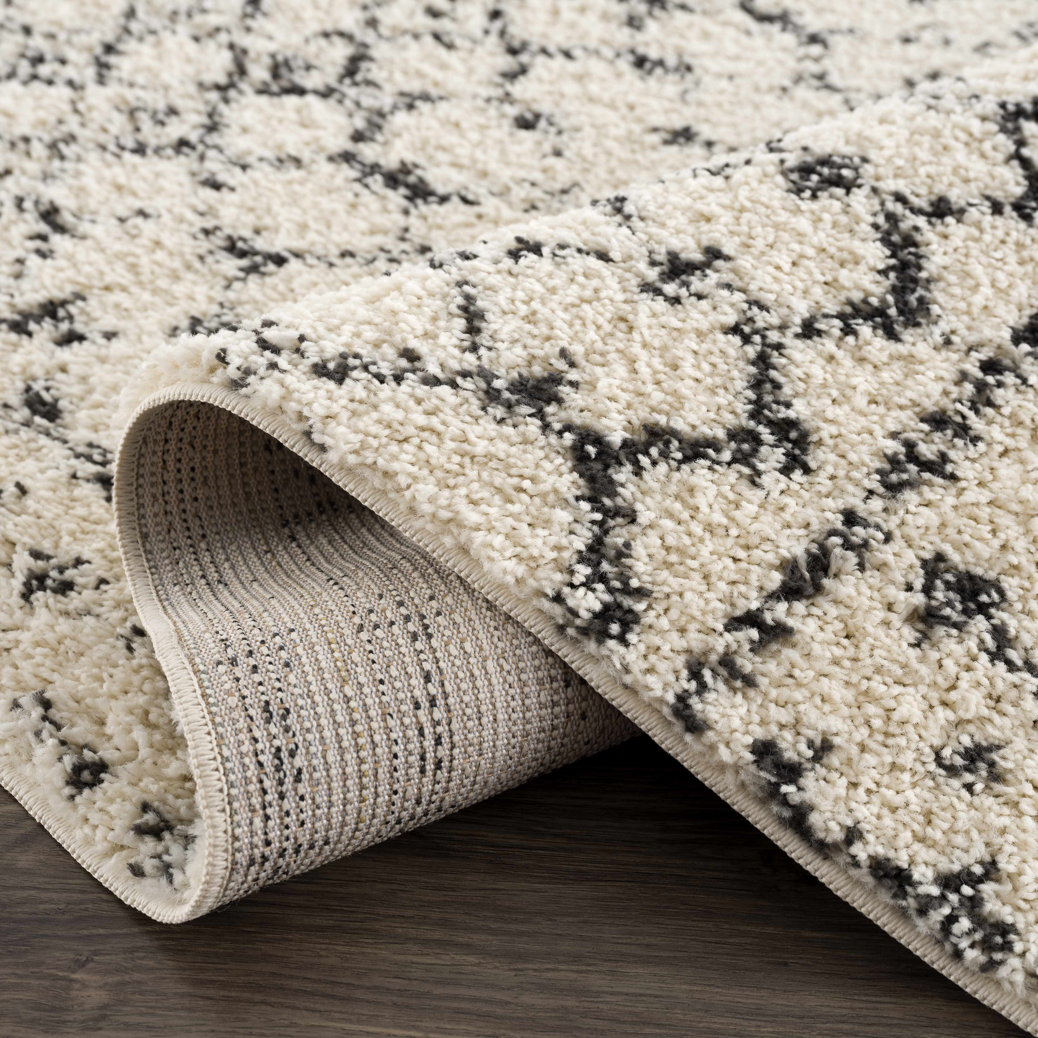 Luxurious Hauteloom Kibureau Cream Trellis Shag Area Rug - Transform Your Space