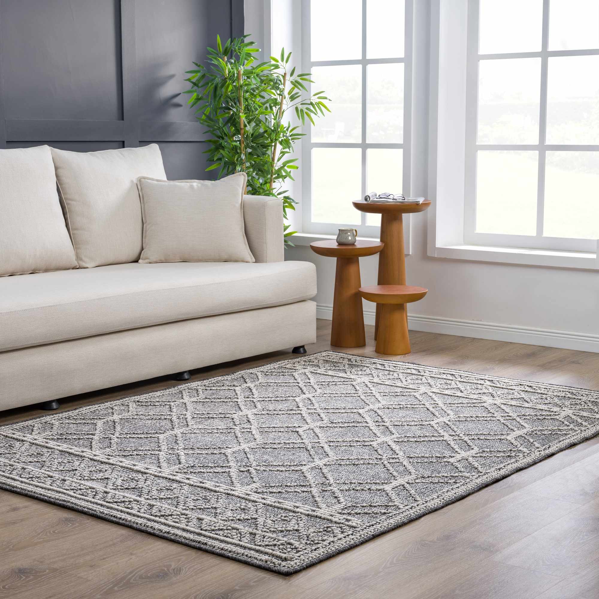 Elegant Hauteloom Diah Black & Bone Area Rug