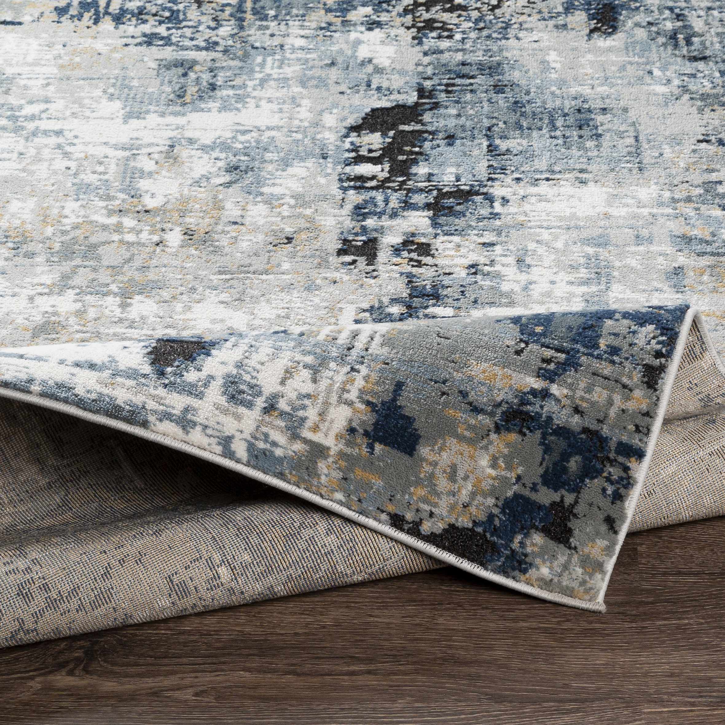 Exquisite Hauteloom Campsall Gray&Blue Abstract Area Rug