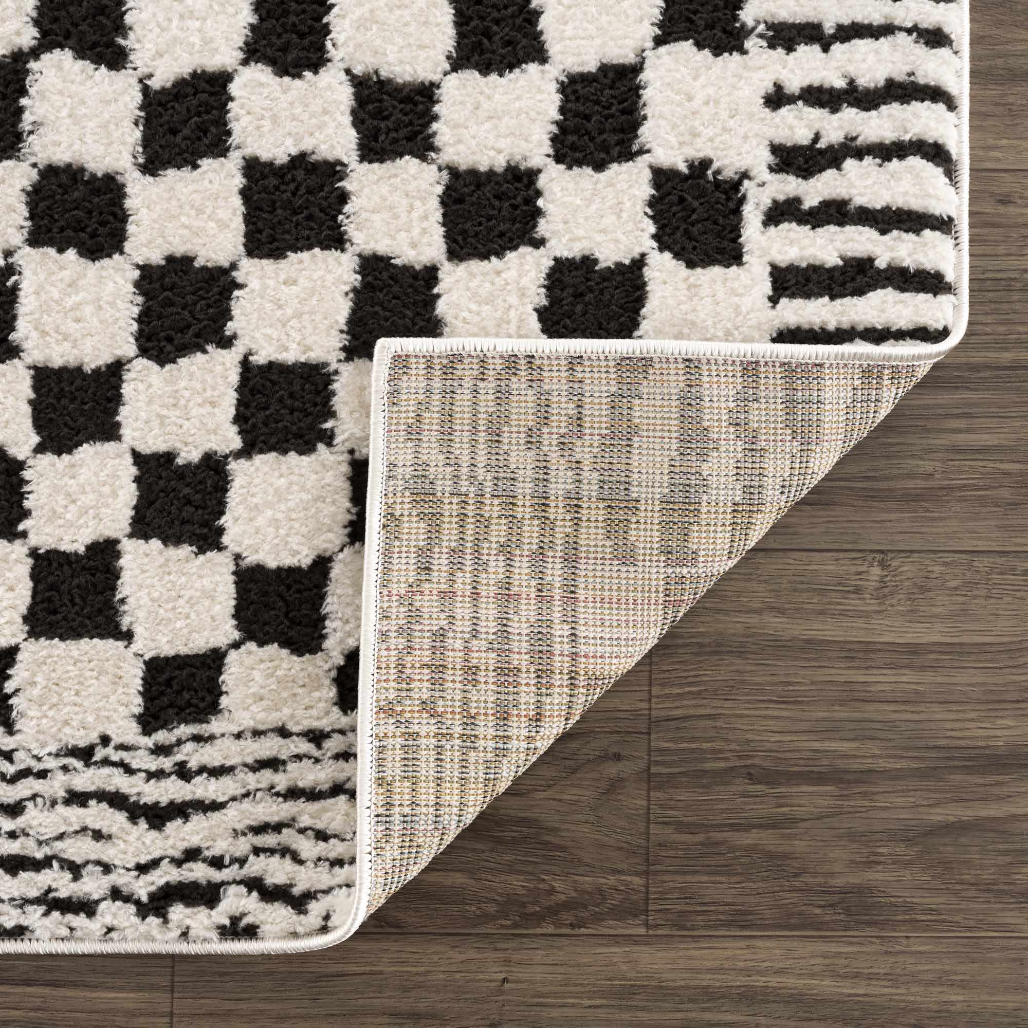 Hauteloom Leryn Black & White Checkered Luxury Area Rug