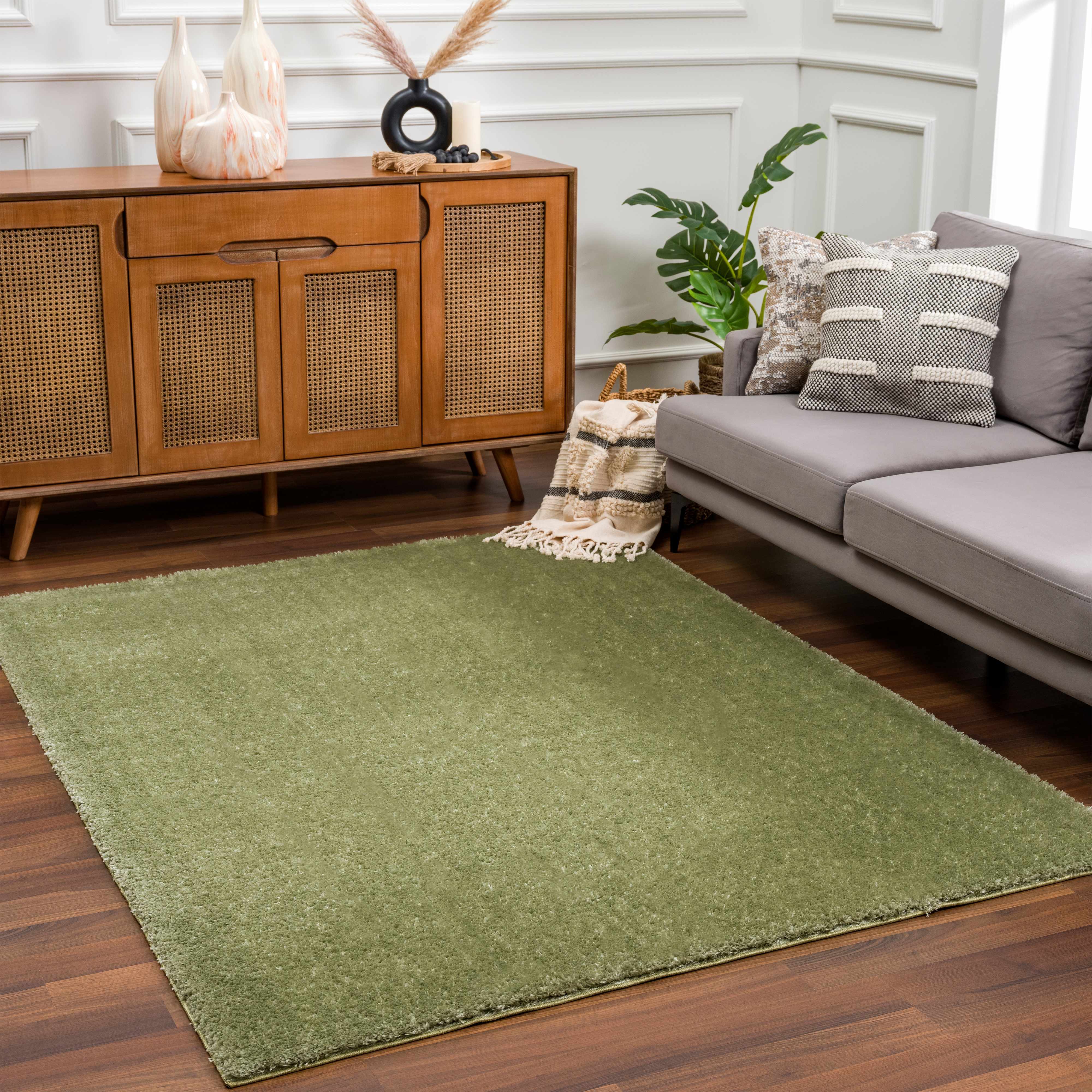 Indulge in Luxury with Hauteloom Heavenly Solid Green Plush Rug