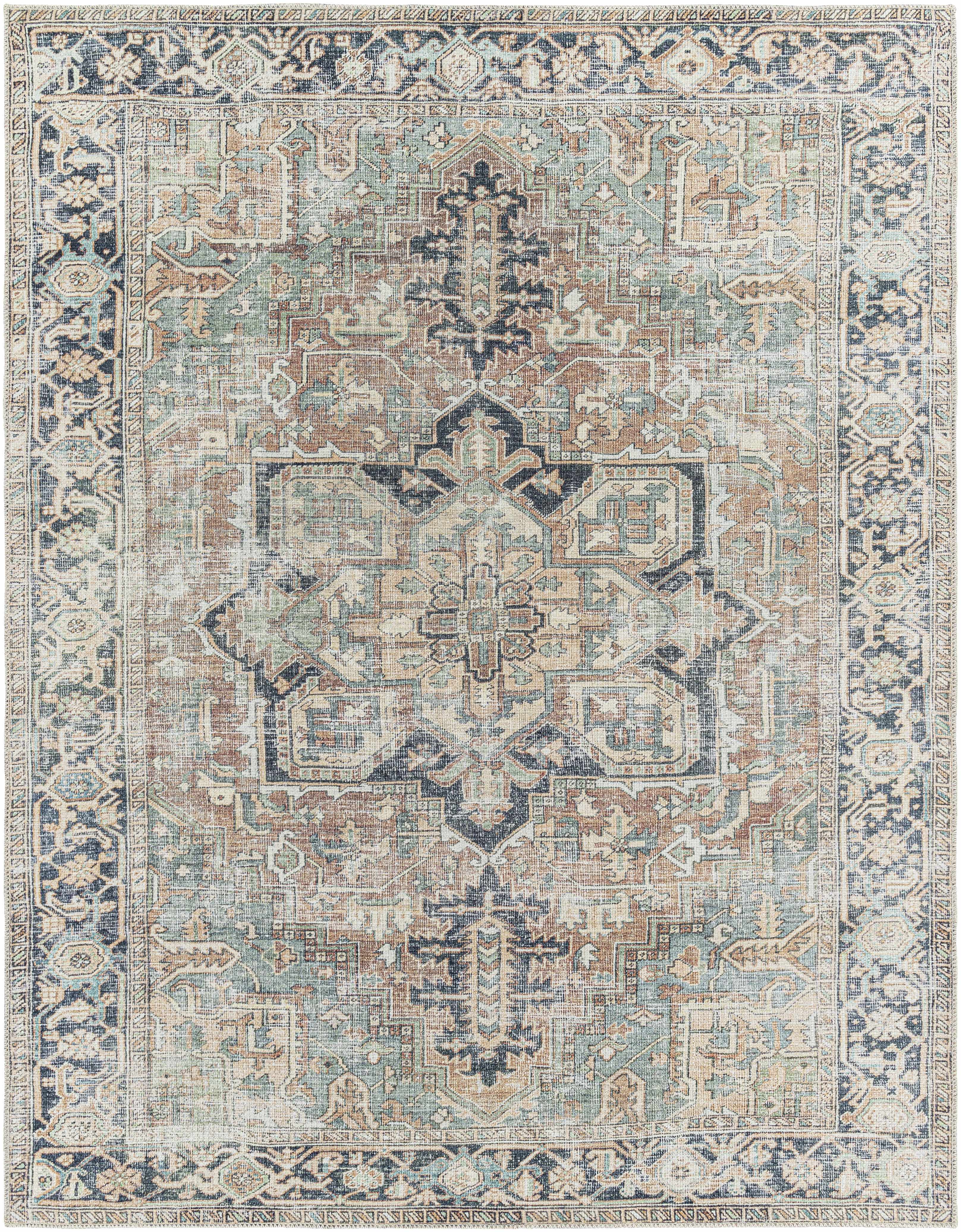 Hauteloom Green Nisa Vintage Washable Area Rug - A Timeless and Practical Addition to Your Space