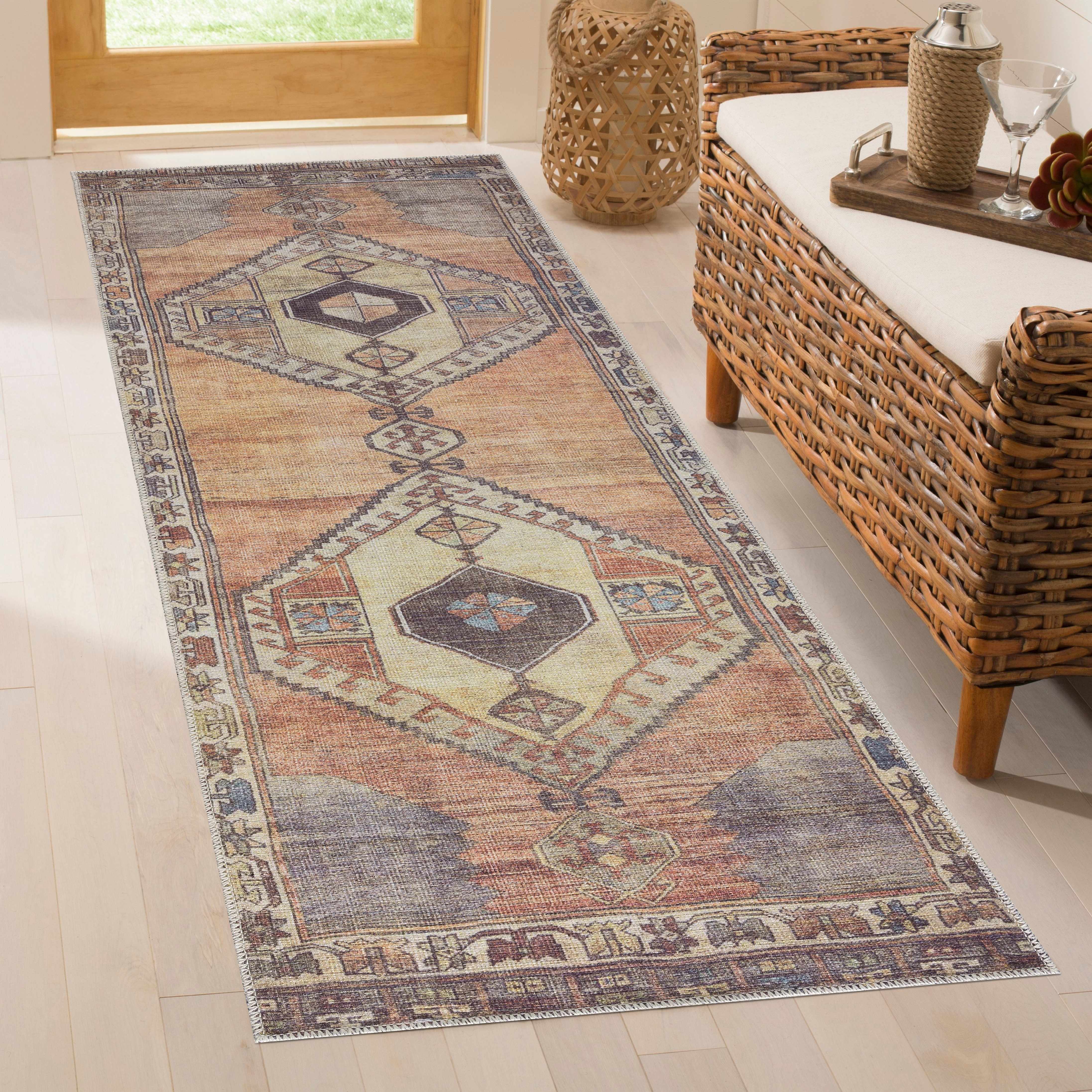 Hauteloom Medinah Washable Luxury Runner & Area Rug