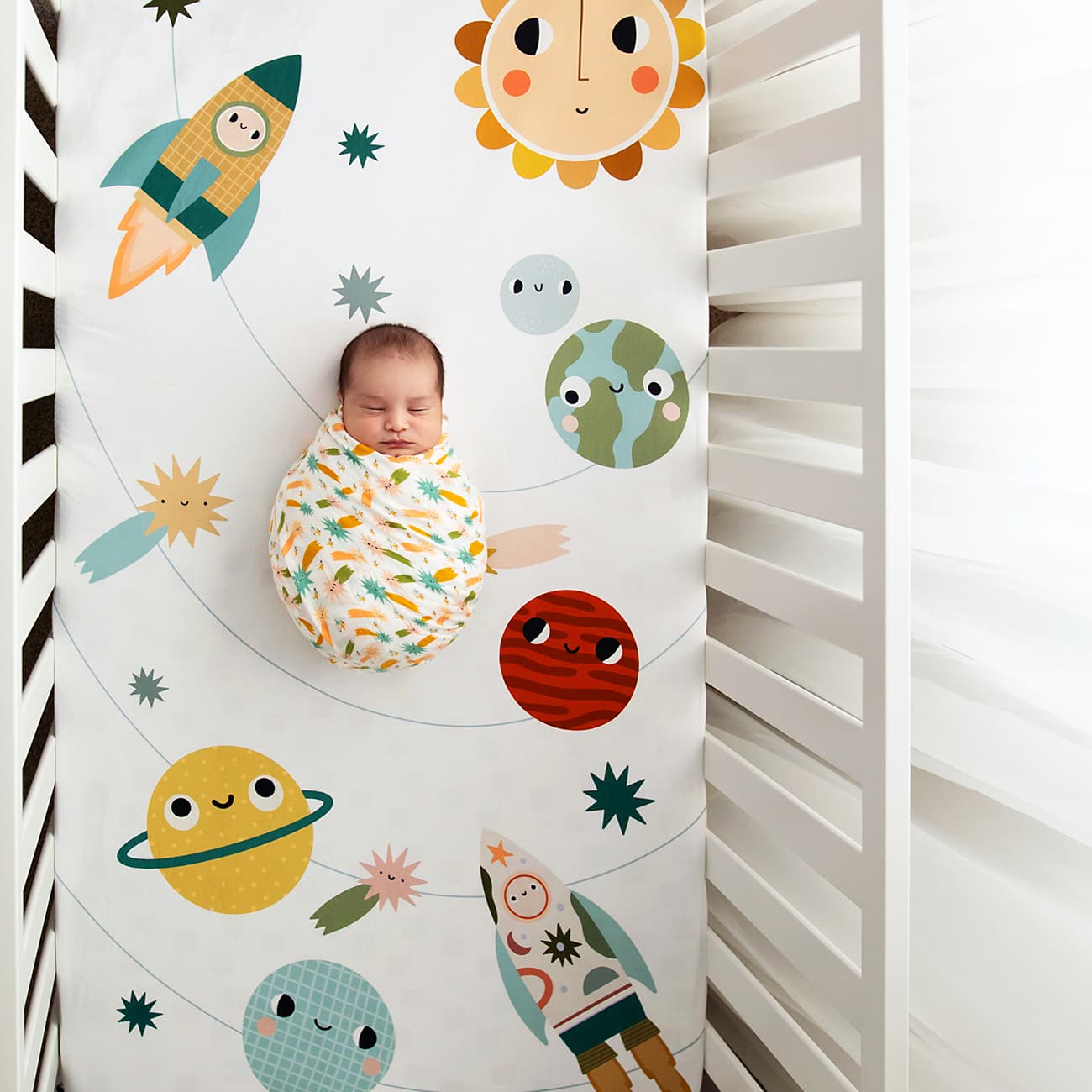 Enchanting Space Explorer Crib Sheet for Little Ones