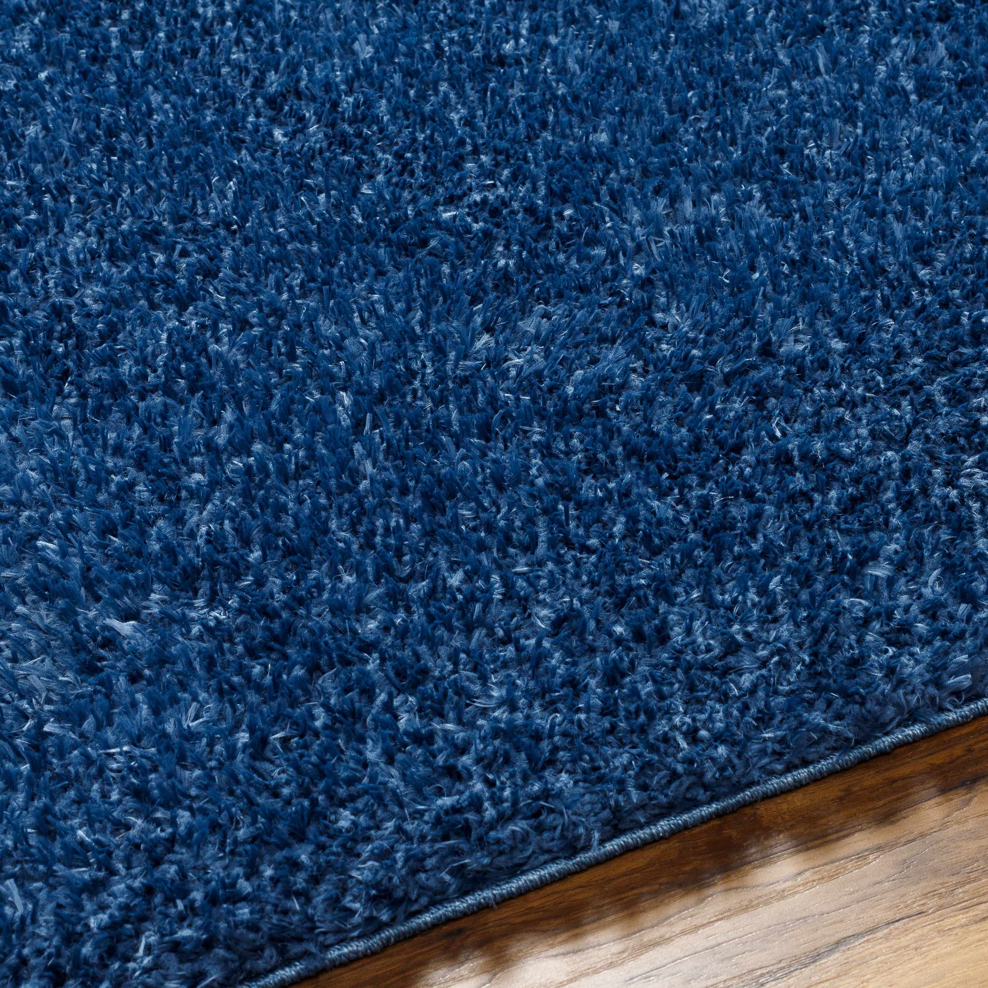 Luxurious Hauteloom Faina Dark Blue Shag Rug - Effortlessly Washable