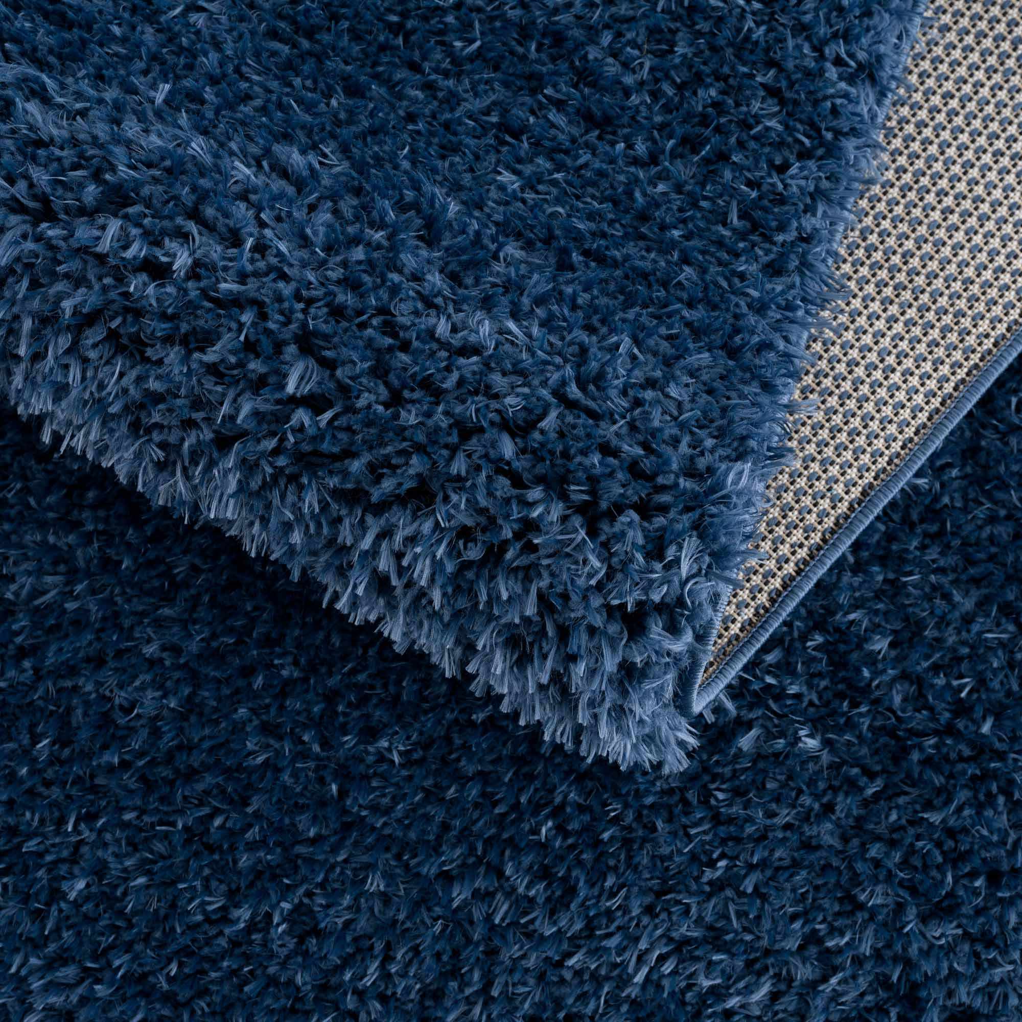 Luxurious Hauteloom Faina Dark Blue Shag Rug - Effortlessly Washable