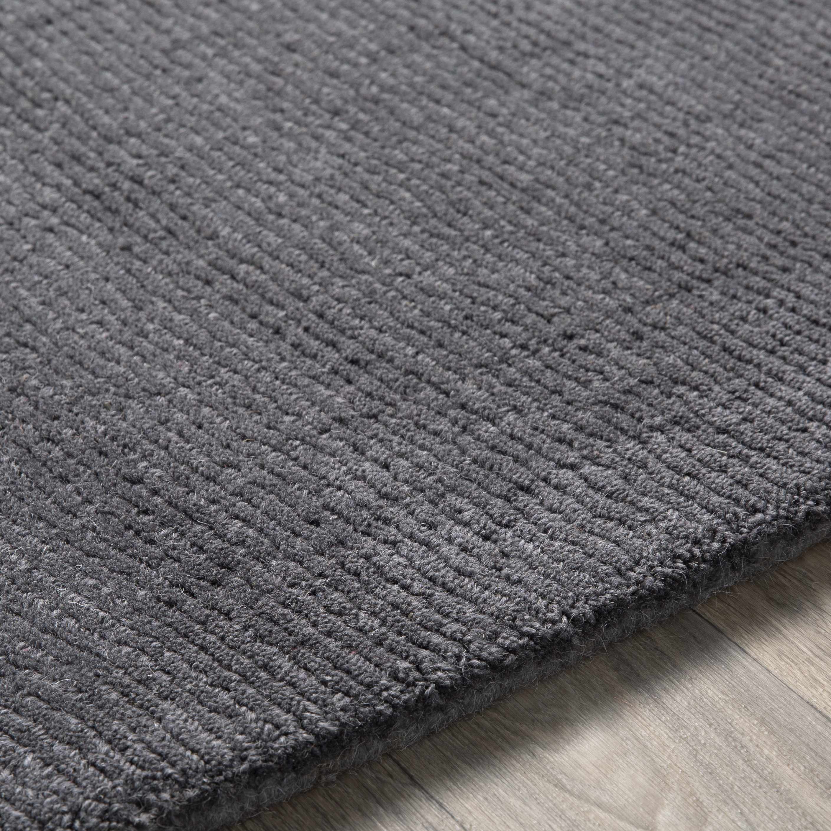Hauteloom Brockton Solid Wool Charcoal Luxury Area Rug