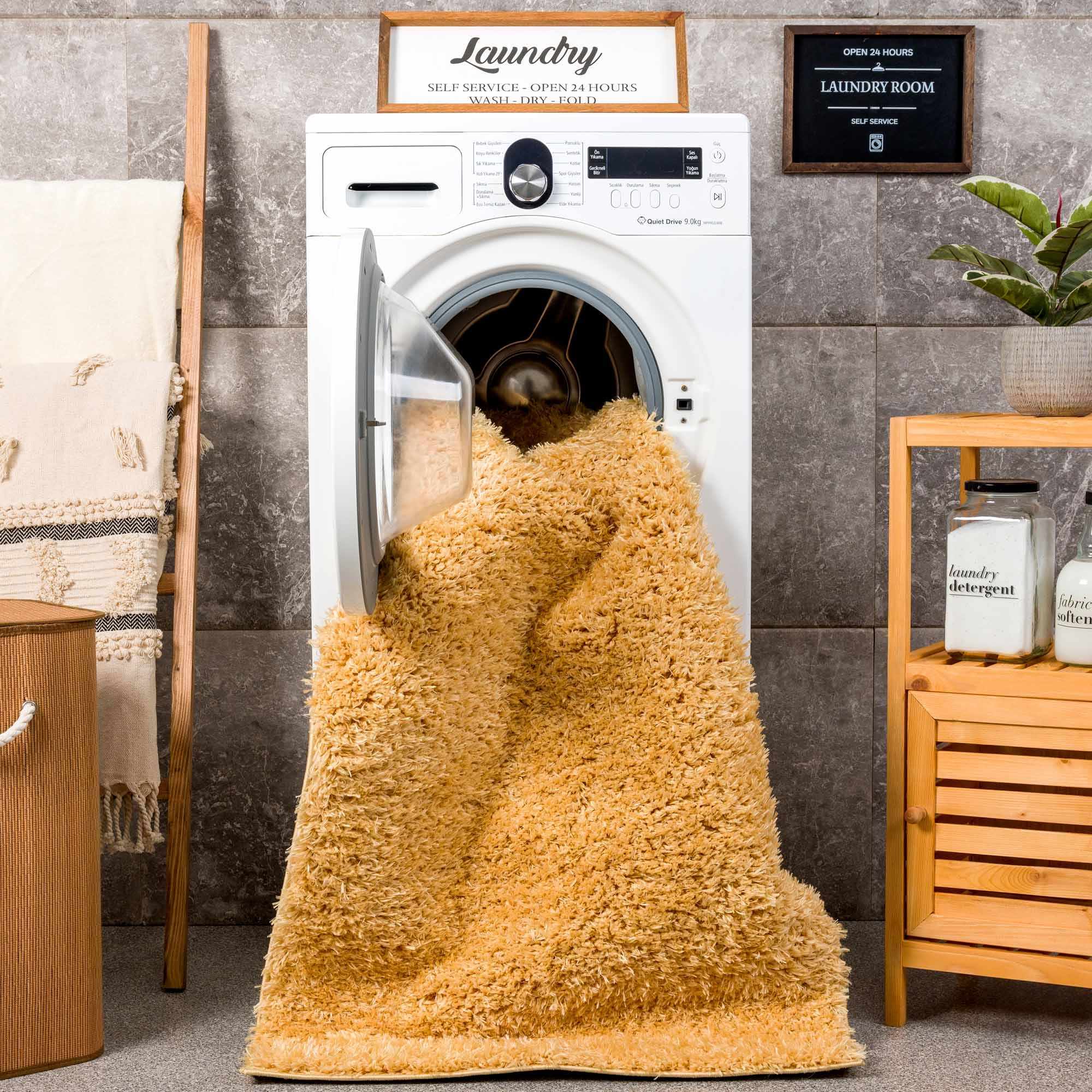 Gorgeous Gold Shag Rug - Washable Luxury from Hauteloom's Faina Collection