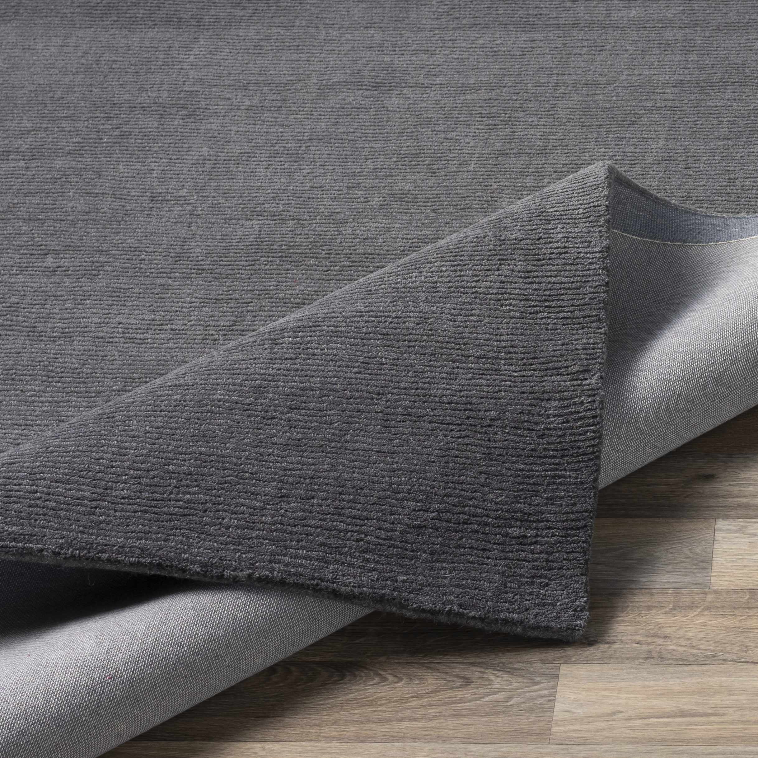 Hauteloom Brockton Solid Wool Charcoal Luxury Area Rug