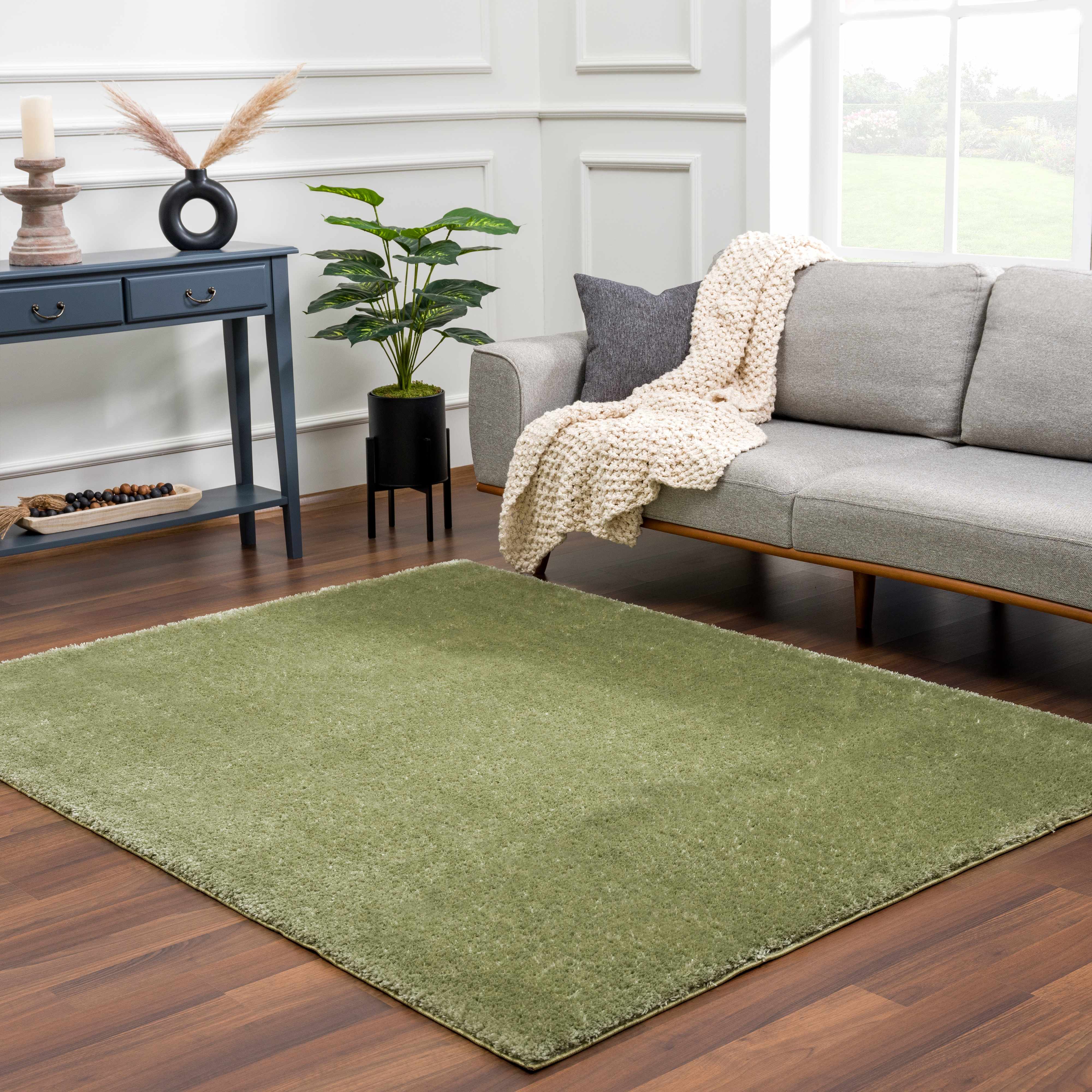 Indulge in Luxury with Hauteloom Heavenly Solid Green Plush Rug