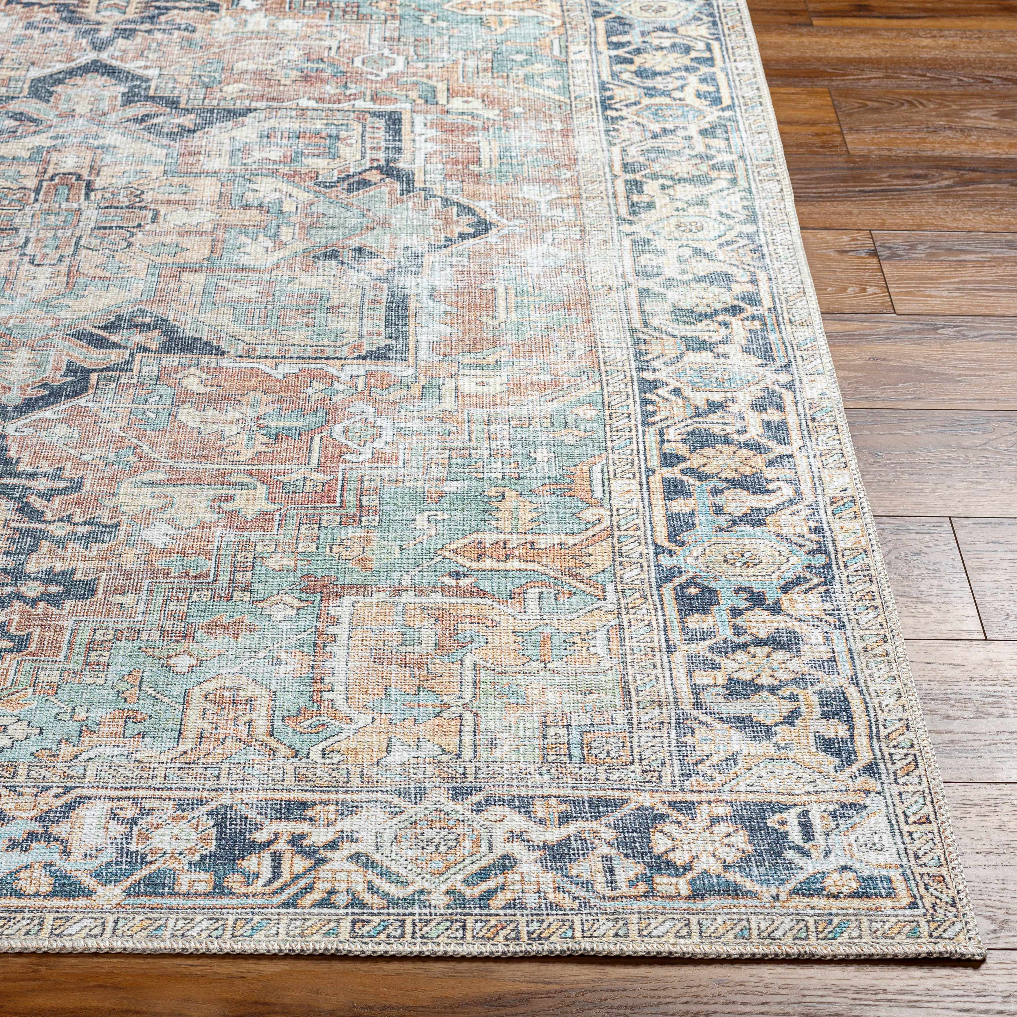 Hauteloom Green Nisa Vintage Washable Area Rug - A Timeless and Practical Addition to Your Space