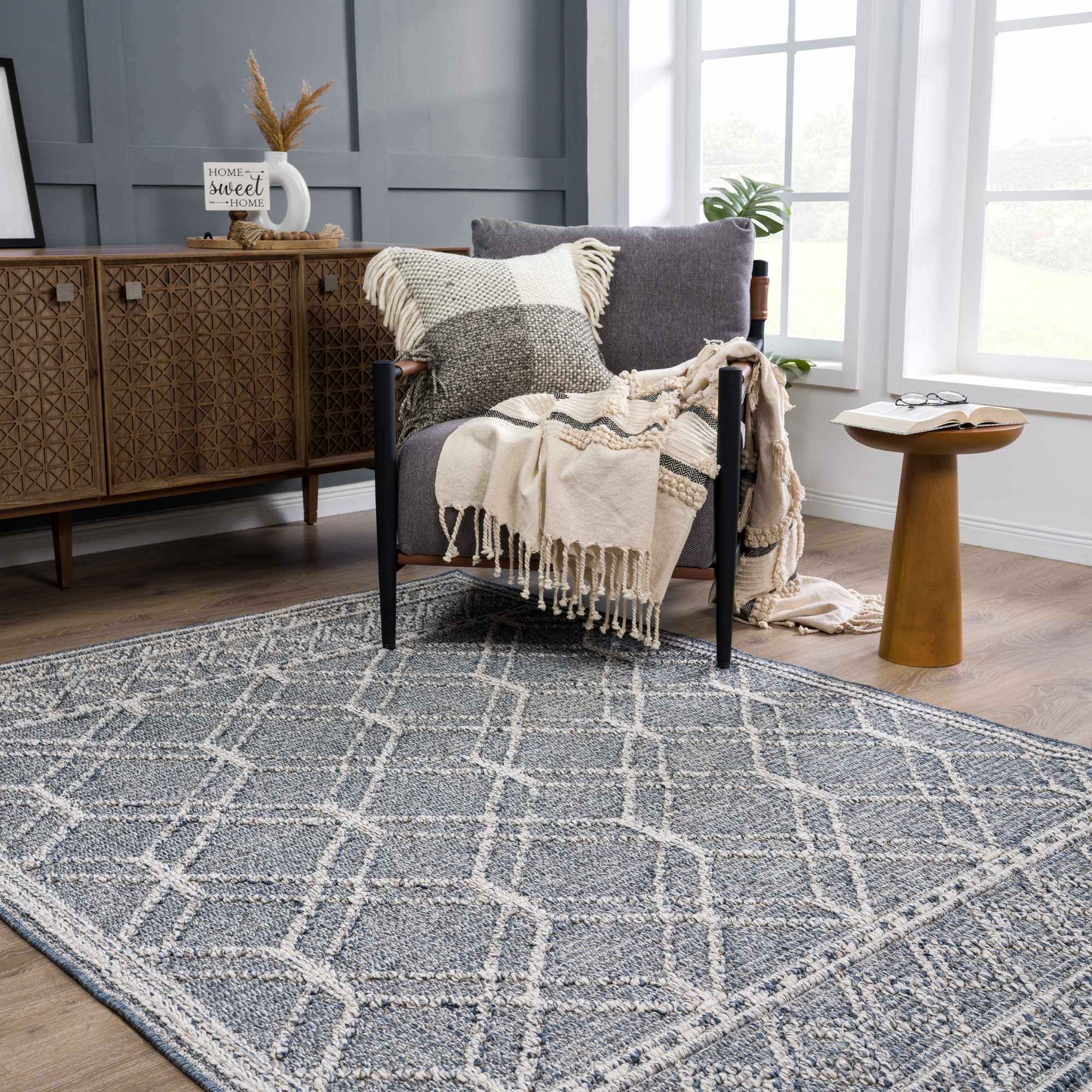Hauteloom Diah Area Rug - Exquisite Gray Blue & Bone Beauty