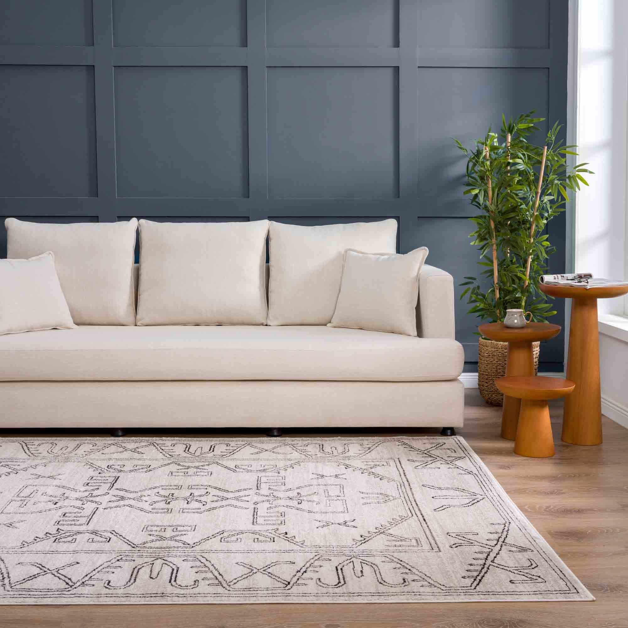 Hauteloom Divya Cream Tribal Rug - A Stunning Performance Piece