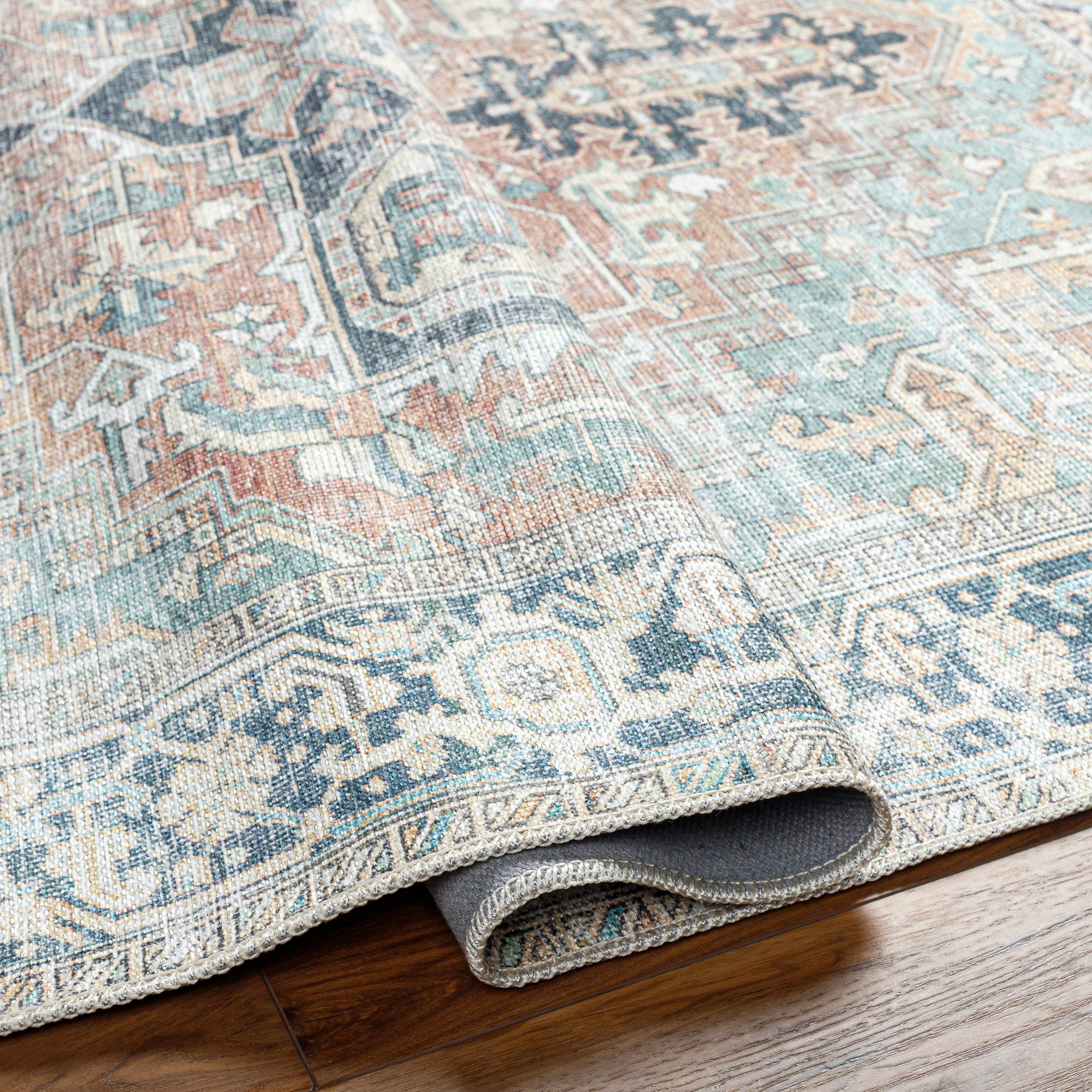 Hauteloom Green Nisa Vintage Washable Area Rug - A Timeless and Practical Addition to Your Space