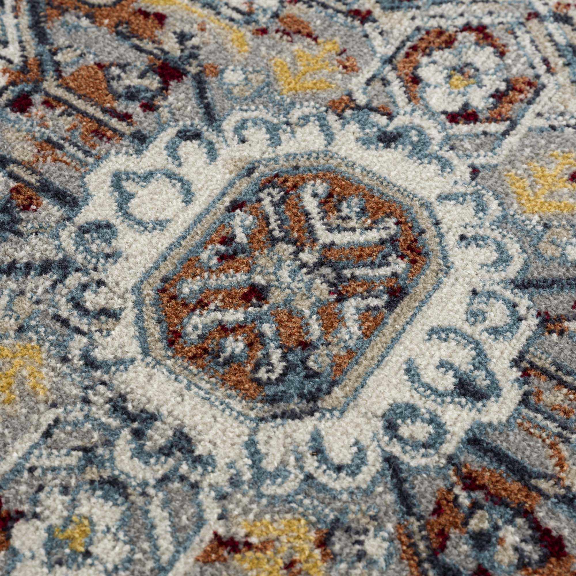 Hauteloom Uson Collection Blue & Rust Washable Area Rug - Invite Style and Comfort Home