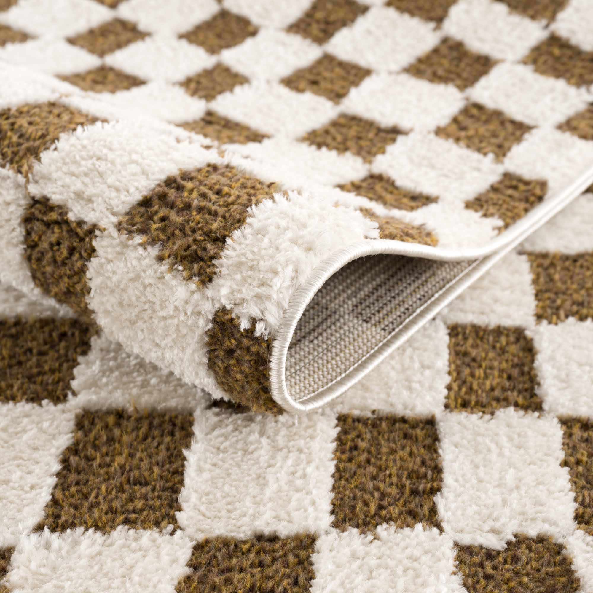 Exquisite Hauteloom Lajos Brown Checkered Area Rug