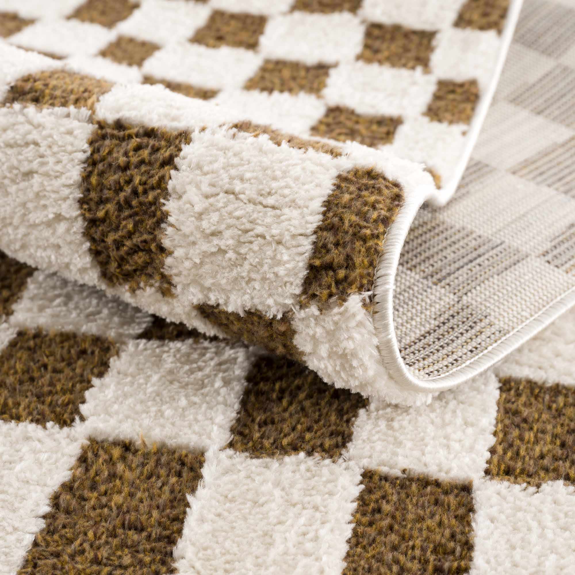 Exquisite Hauteloom Lajos Brown Checkered Area Rug