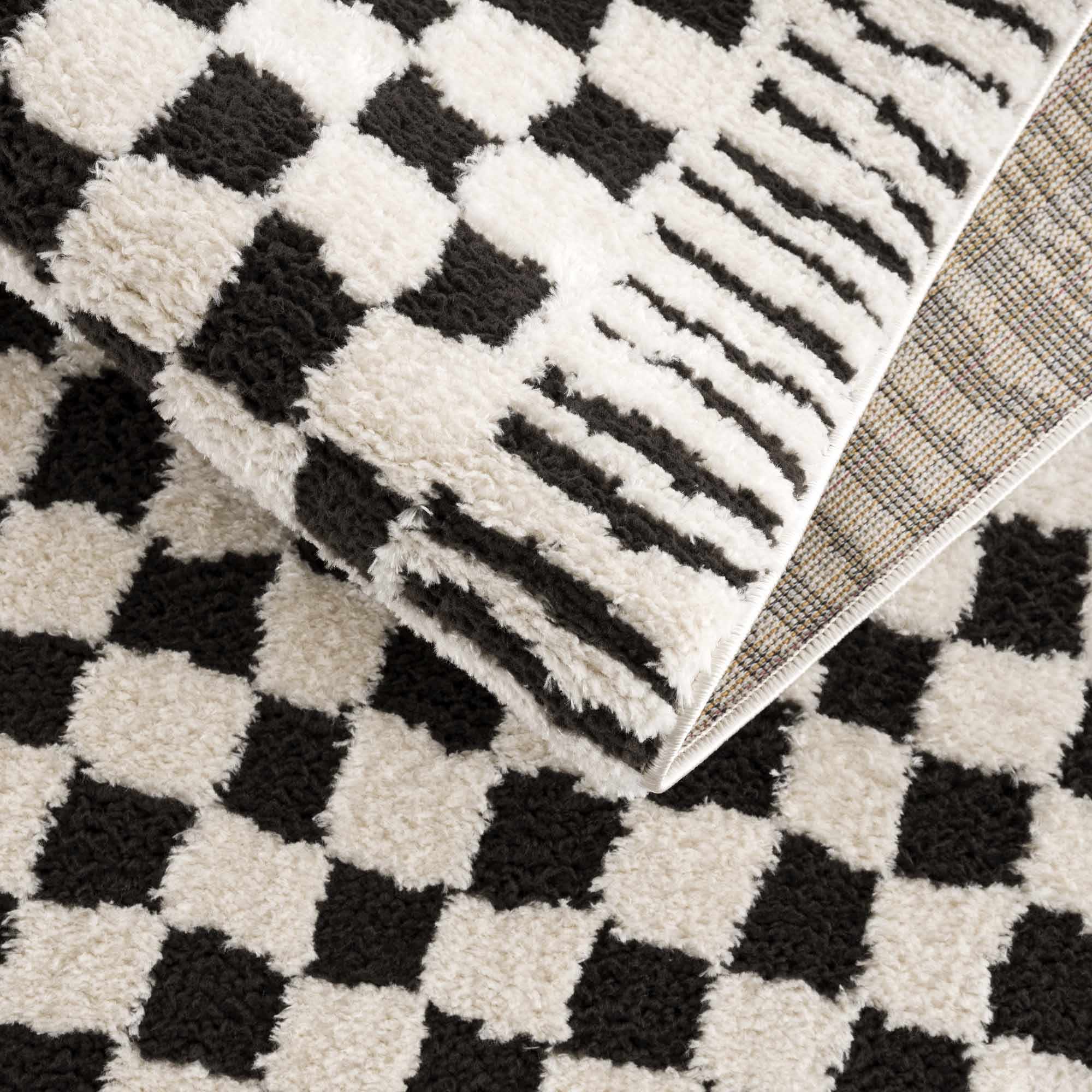 Hauteloom Leryn Black & White Checkered Luxury Area Rug