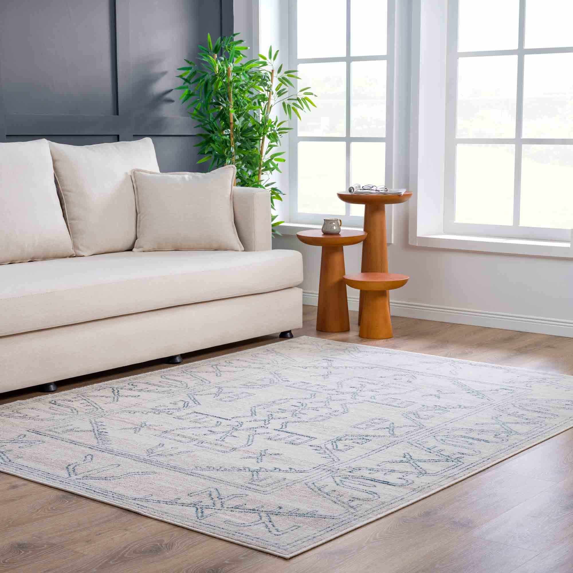 Indulge in Style with Hauteloom Divya Cream & Silver Blue Area Rug