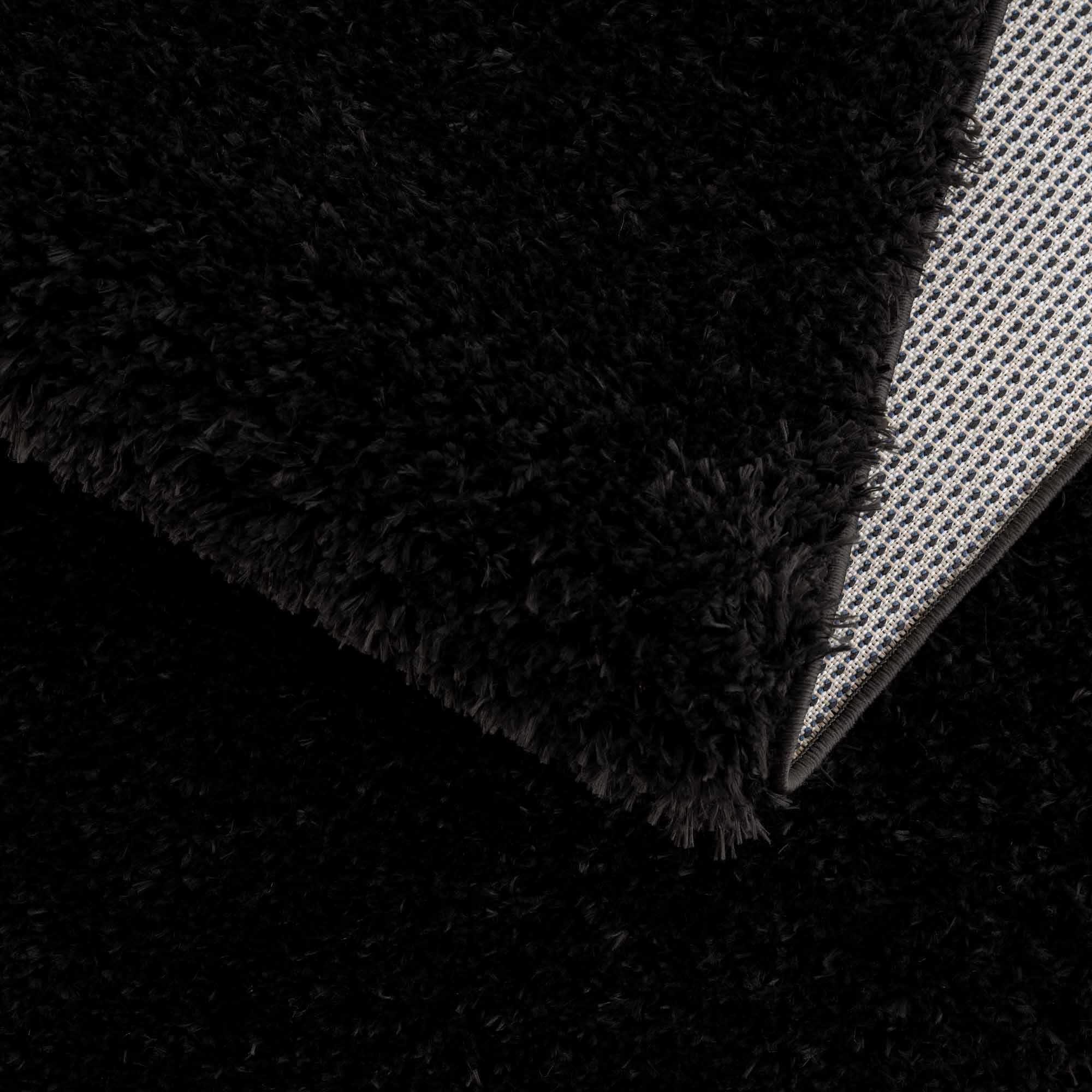 Luxurious Hauteloom Faina Solid Black Shag Rug - Effortlessly Washable!
