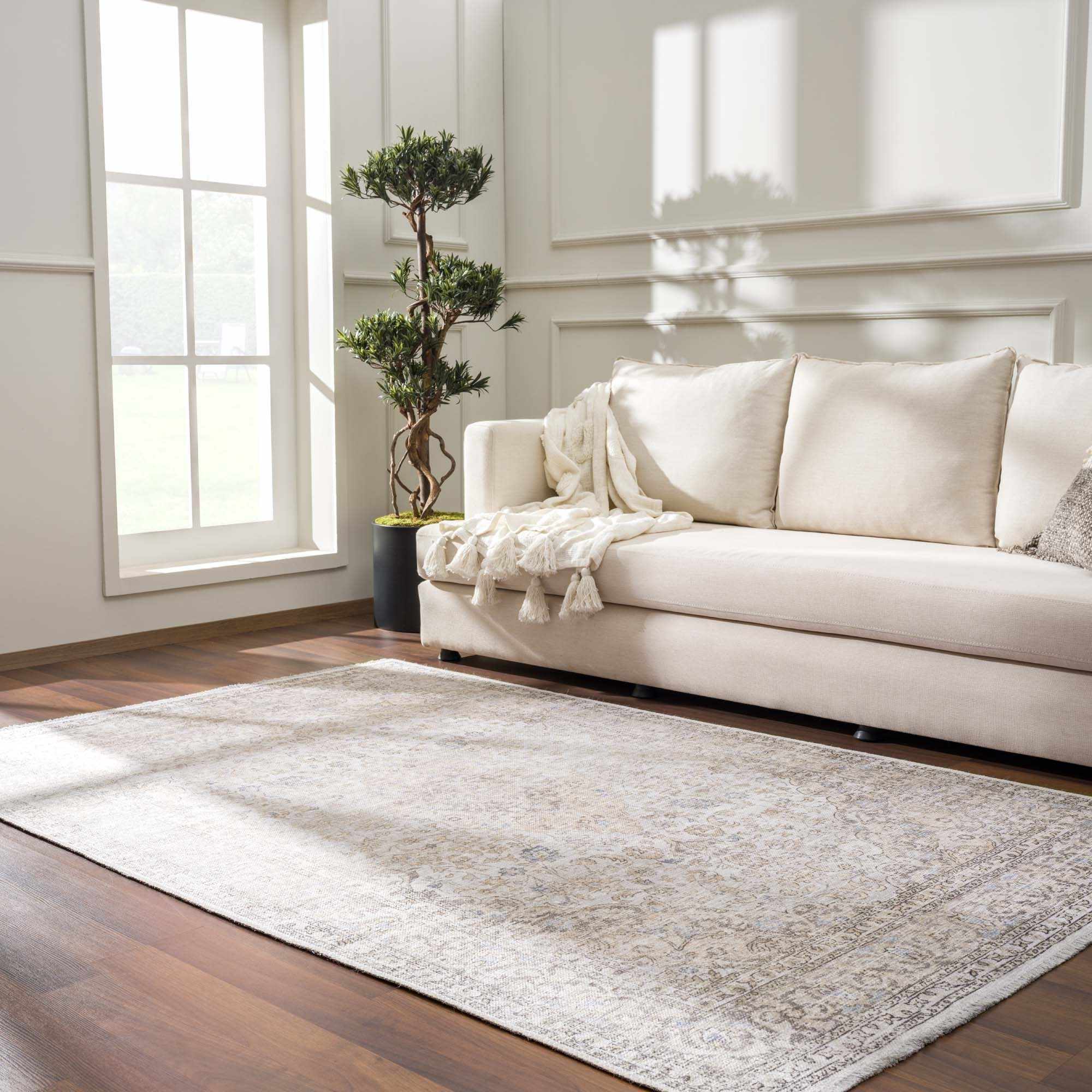 Hauteloom Cream Holi-2301 Washable Area Rug - The Perfect Choice for Your Home
