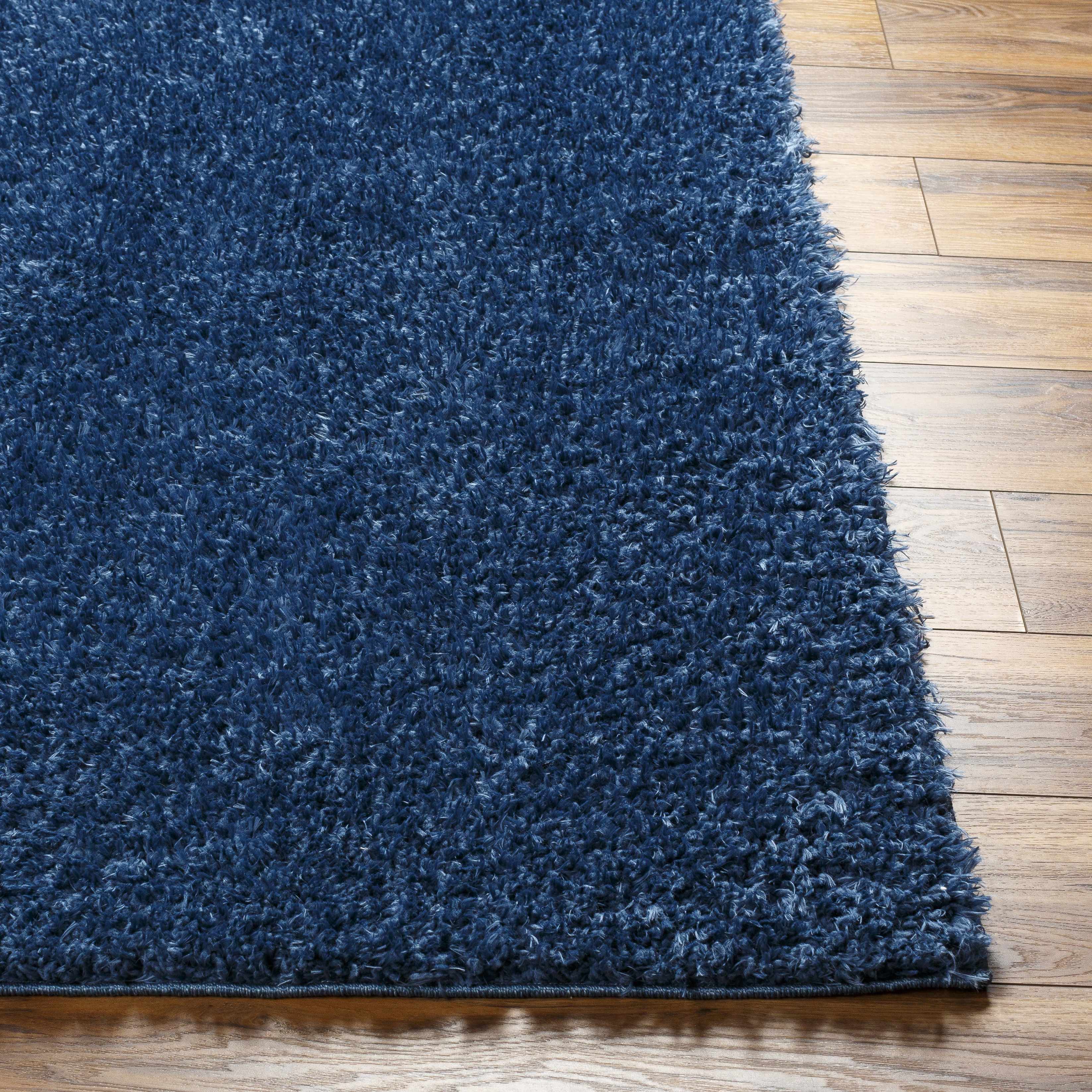 Luxurious Hauteloom Faina Dark Blue Shag Rug - Effortlessly Washable