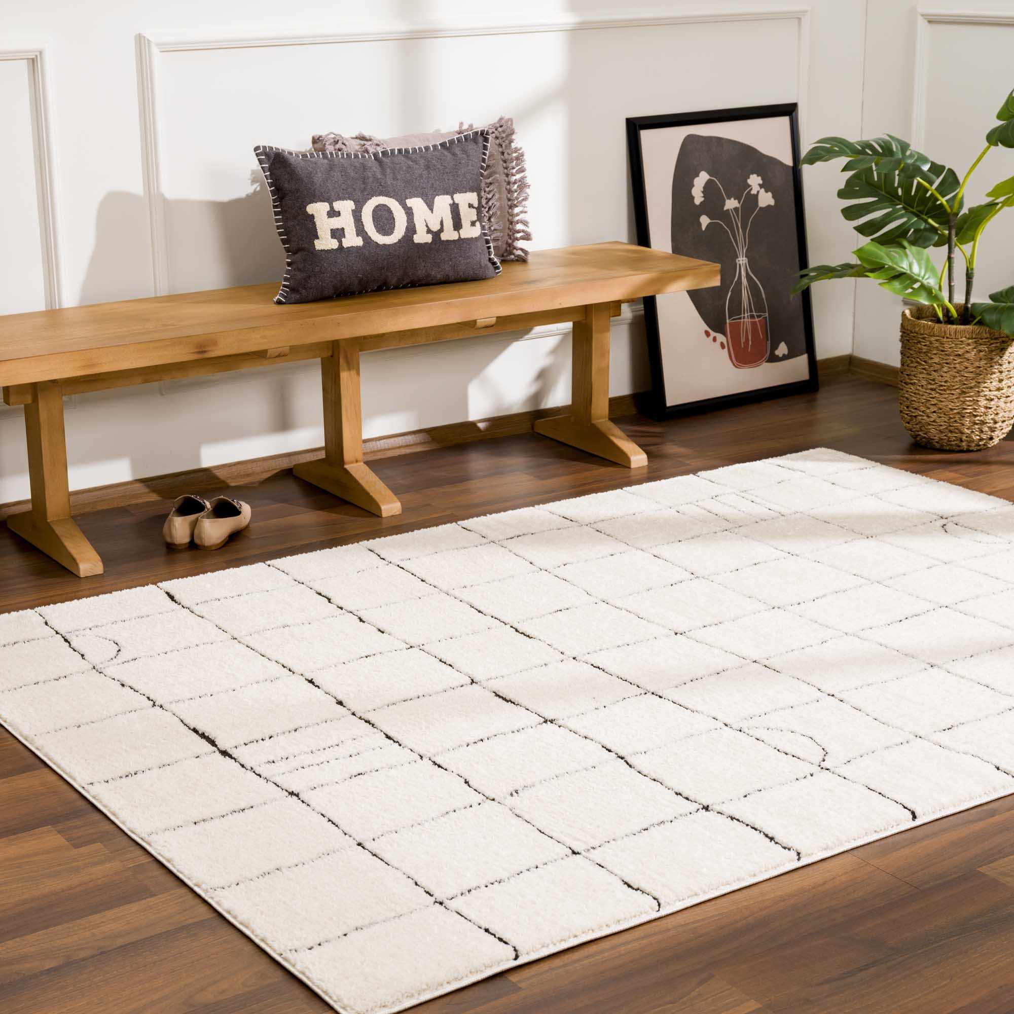 Hauteloom Keanu Black & White Gambit Rug - Effortlessly Stylish!