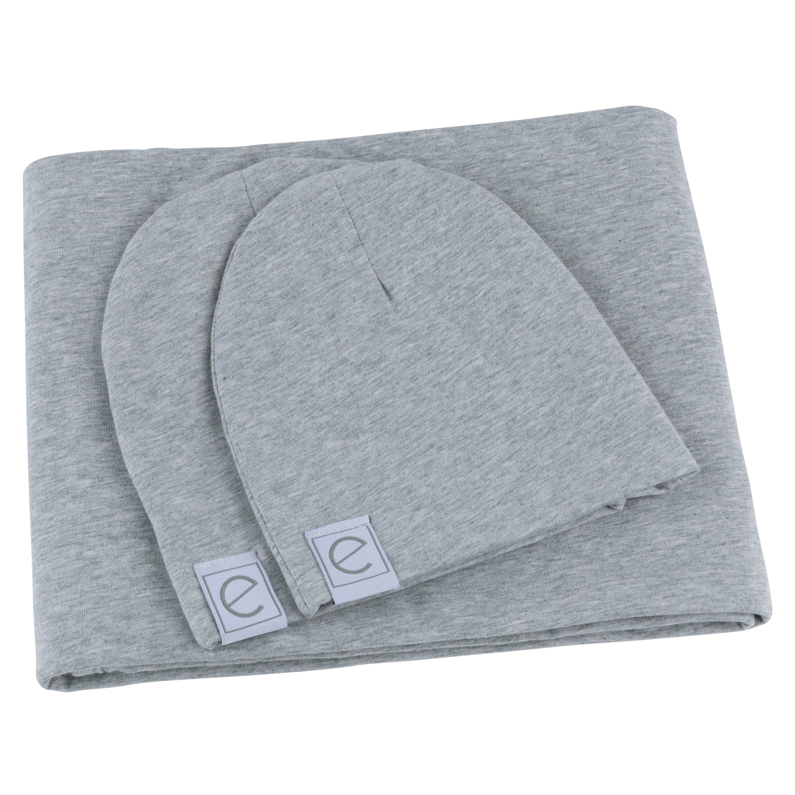 Ely's & Co. Cozy Jersey Knit Cotton Swaddle & Beanie Gift Set - Soft Luxury for Your Little One