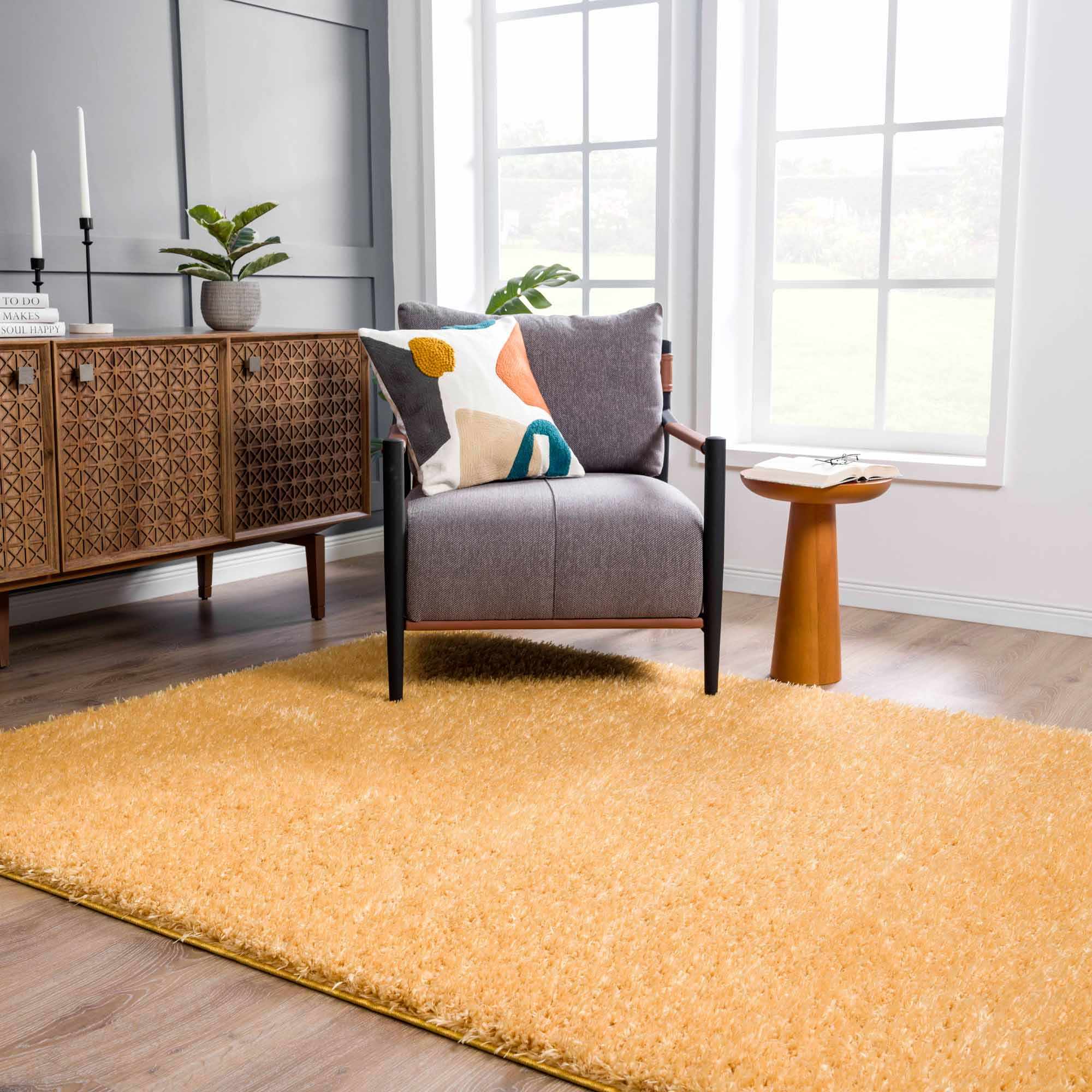 Gorgeous Gold Shag Rug - Washable Luxury from Hauteloom's Faina Collection