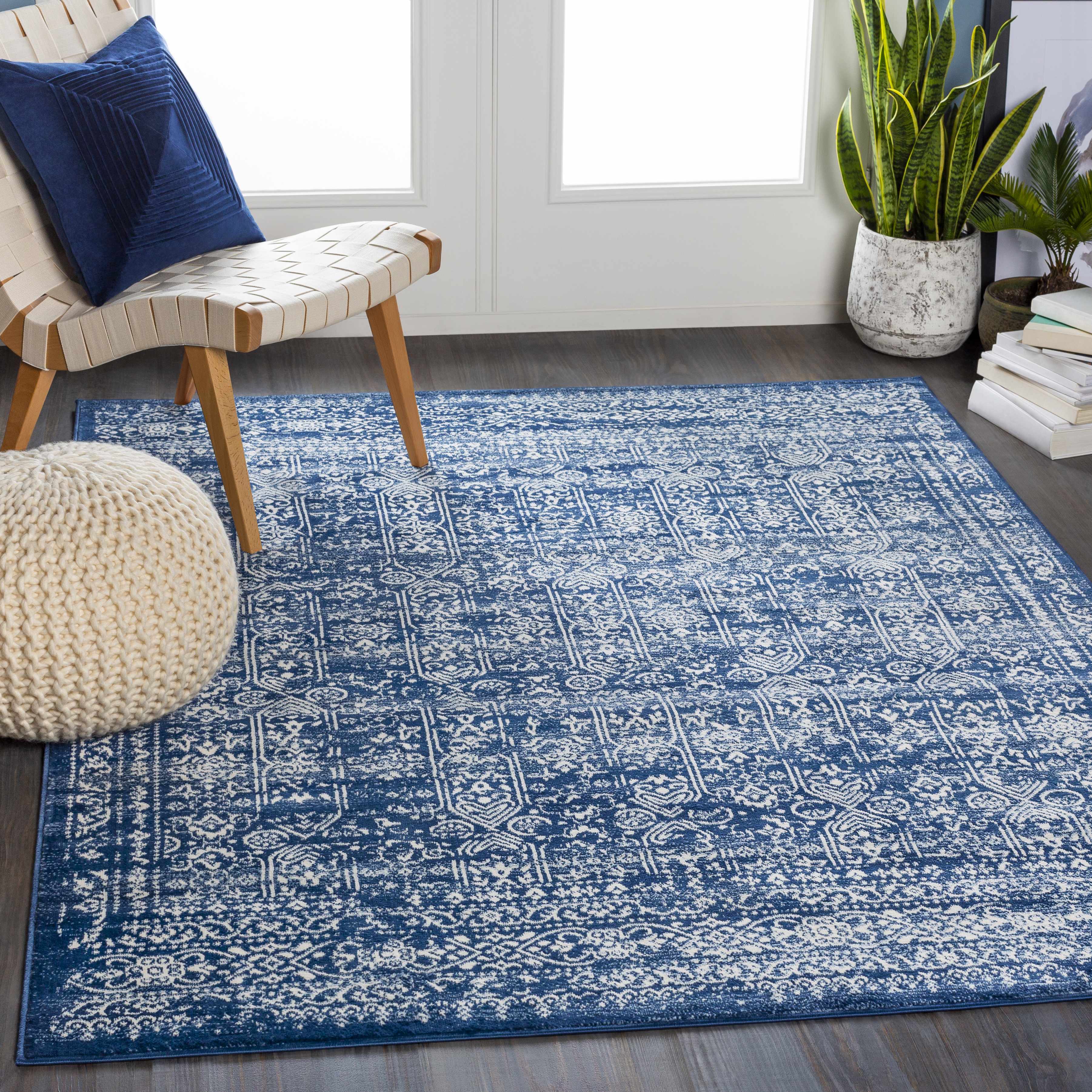 Hauteloom Michie Dark Blue Luxury Area Rug