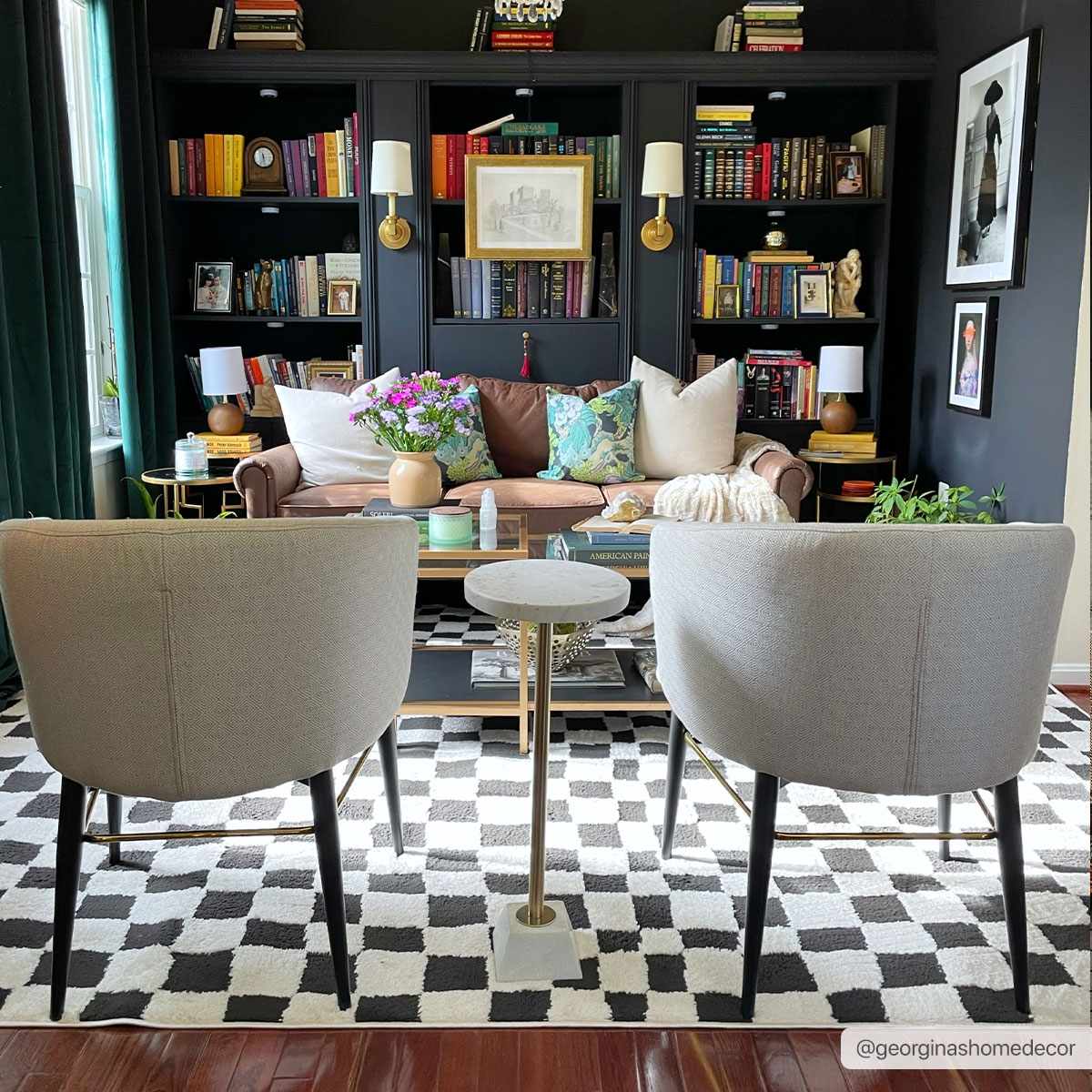 Hauteloom Lajos Black & White Checkered Luxury Area Rug