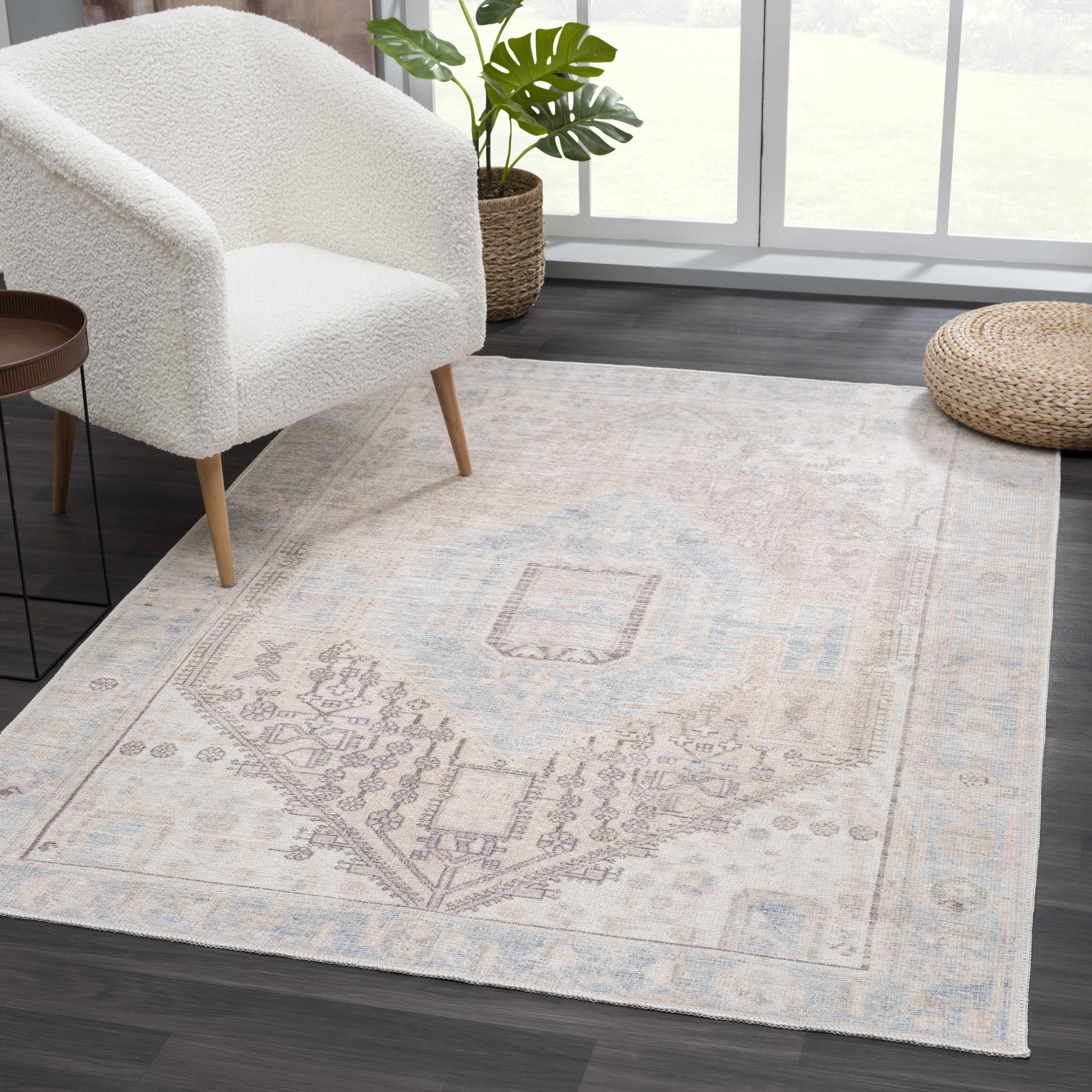 Hauteloom Baloy Vintage Area Rug - Light Olive: Add a Touch of Boho Elegance to Your Space