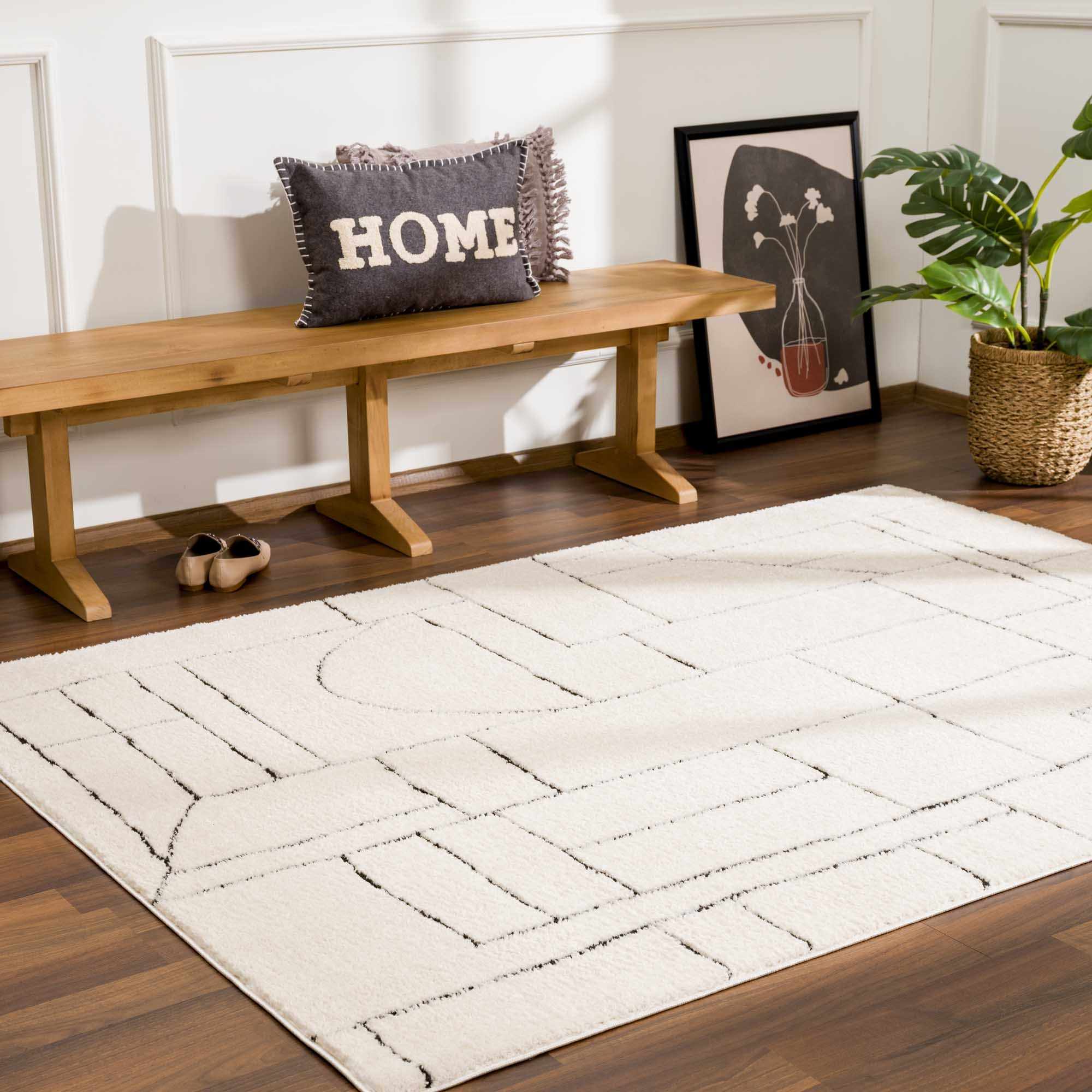 Elegant Hauteloom Keats Black & White Area Rug