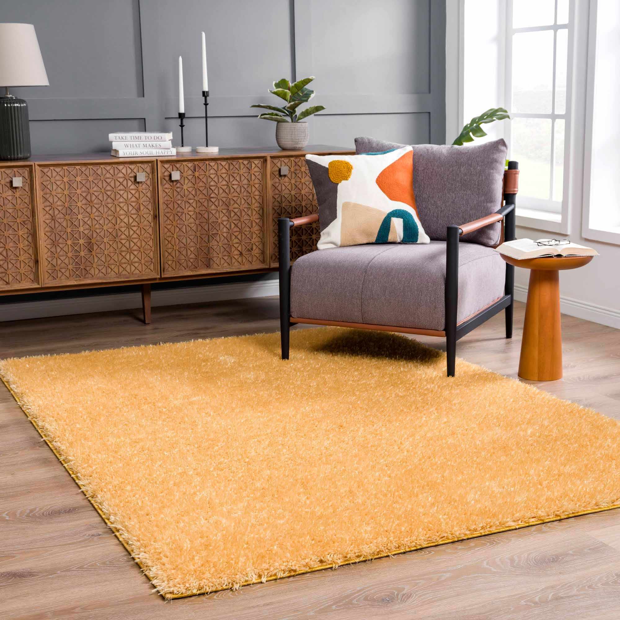 Gorgeous Gold Shag Rug - Washable Luxury from Hauteloom's Faina Collection